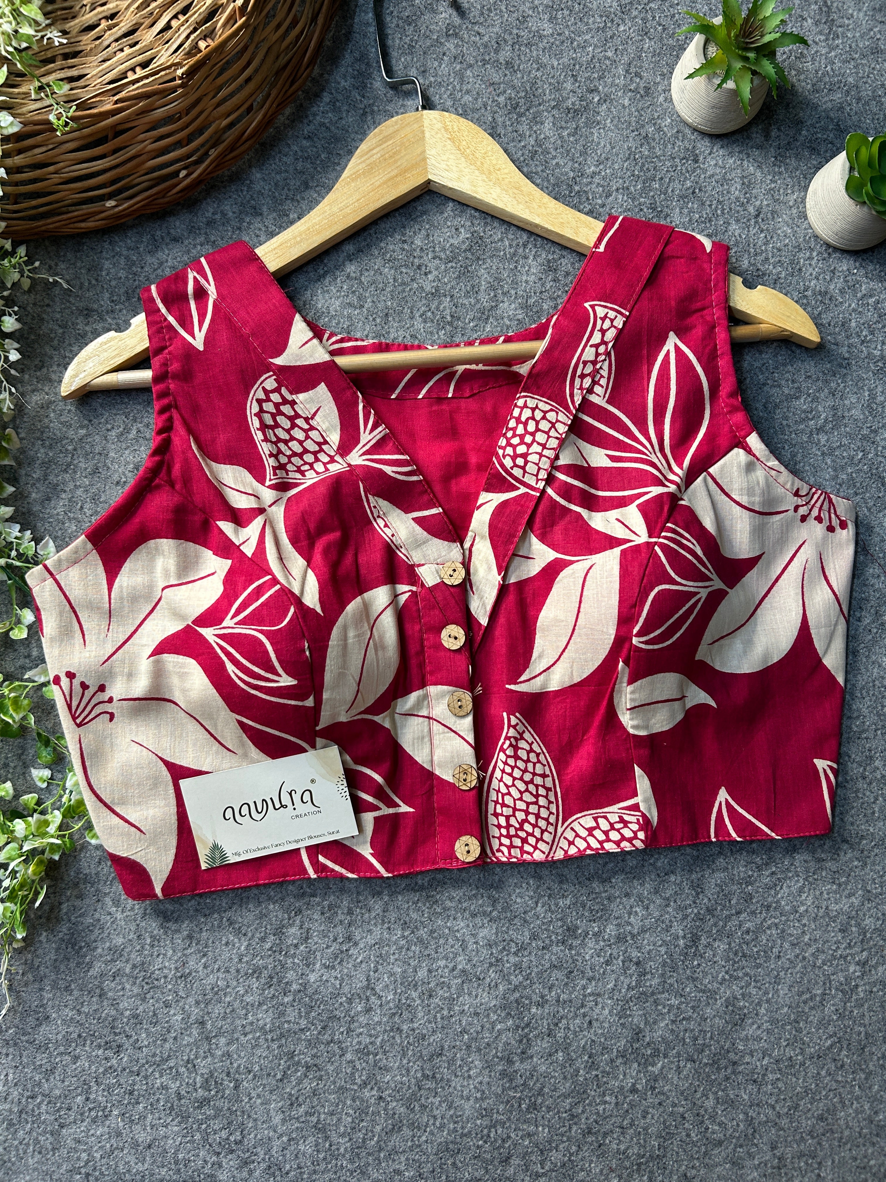 Coller Neck Print Blouses