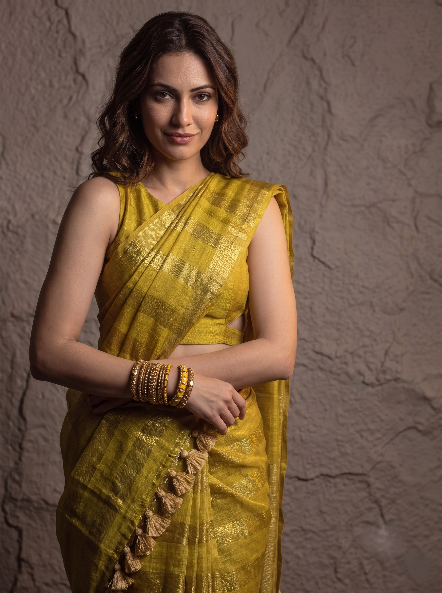 Pastel Checks Charm Linen Tissue Saree