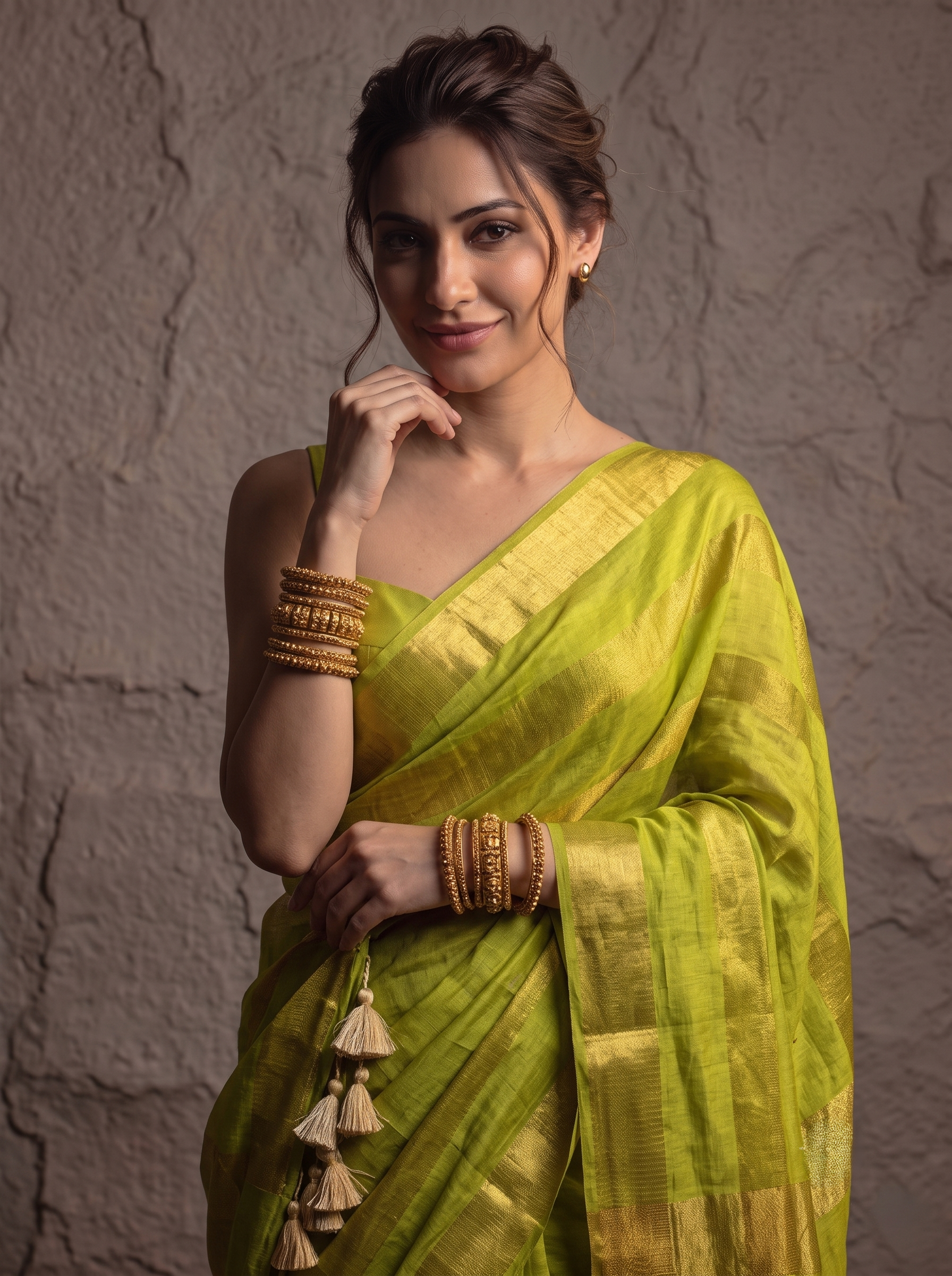 Pastel Checks Charm Linen Tissue Saree