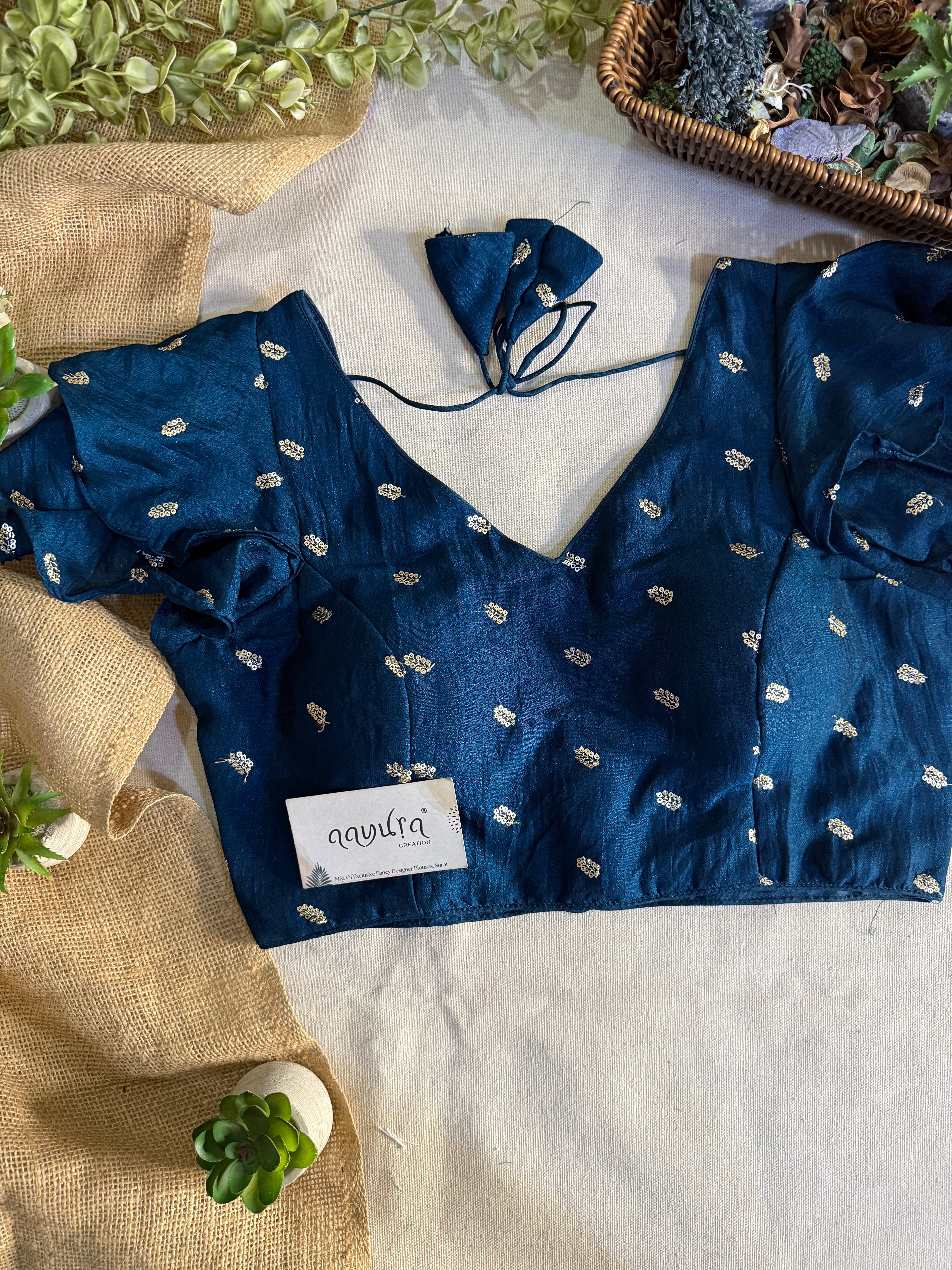 Elegant Frill Vichitra Silk Blouse