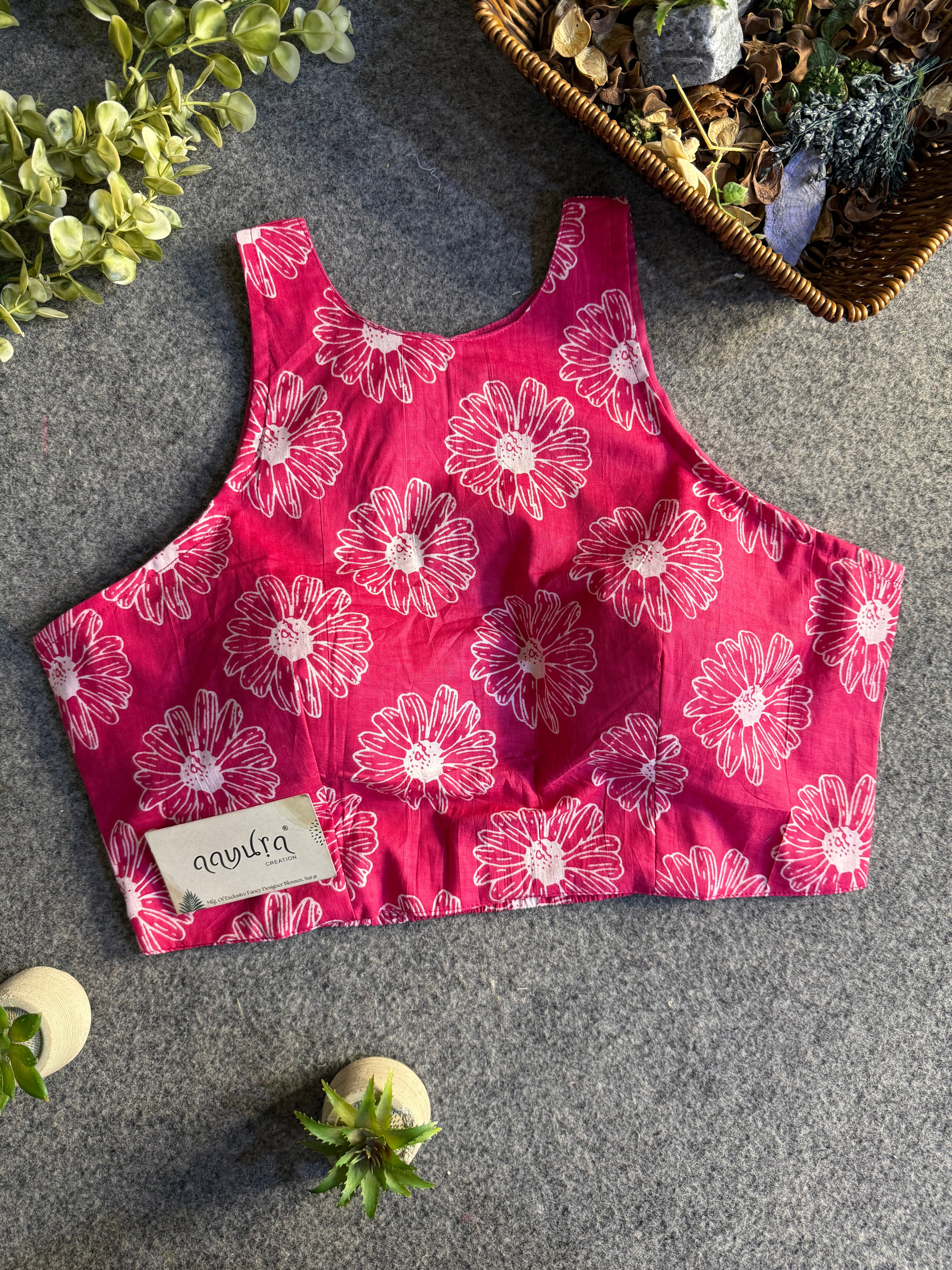 StyleEase Cotton Halter Designer Blouse