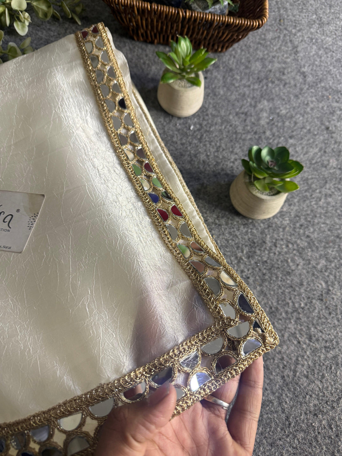 Luxury Beads & Mirror Silk Blouse Saree Combo