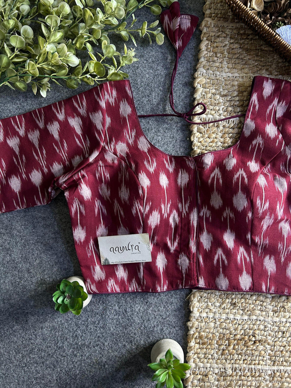 Classic Ikkath Designer Front-Open Blouse