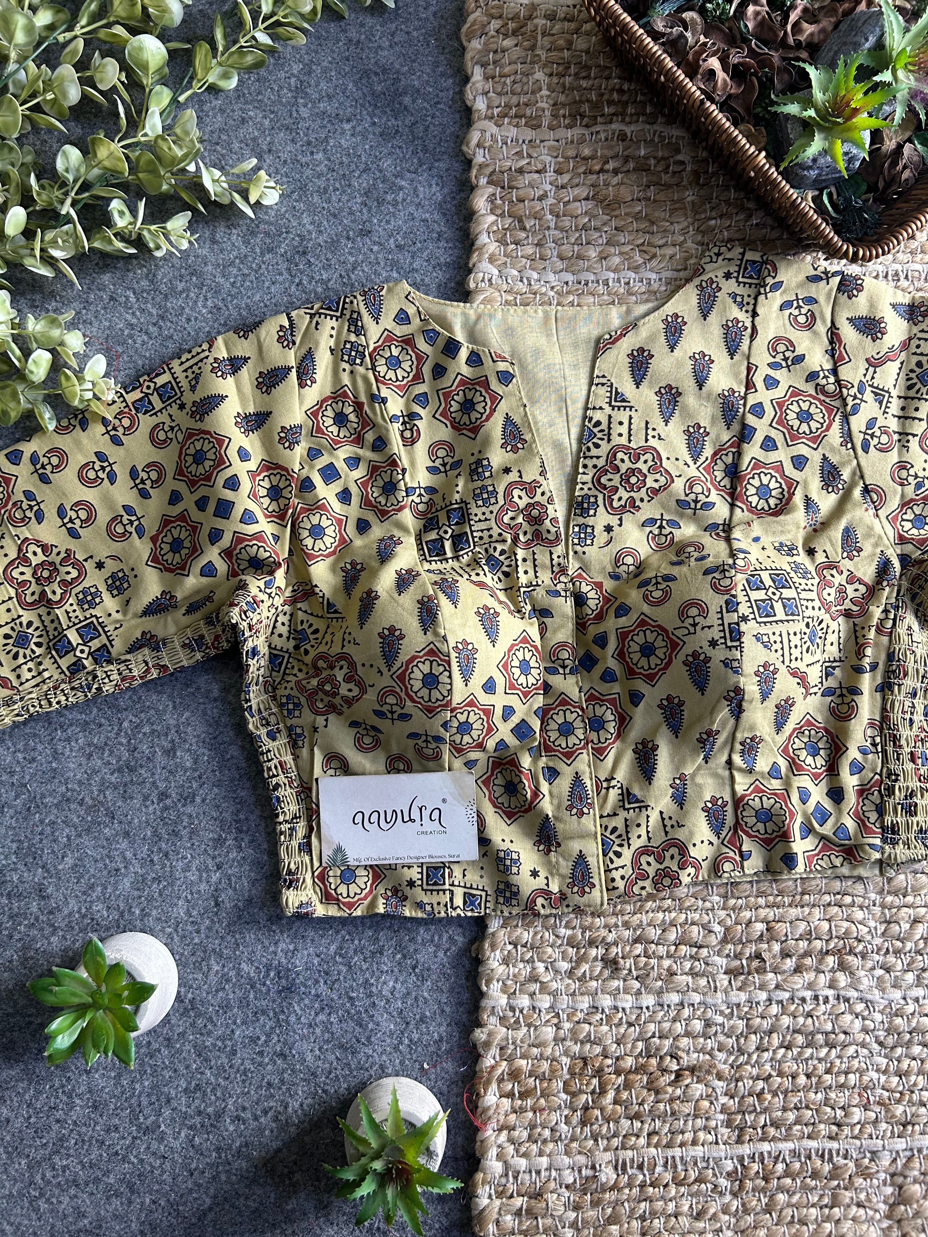 Comfort Fit Cotton Ajrakh Print Blouse
