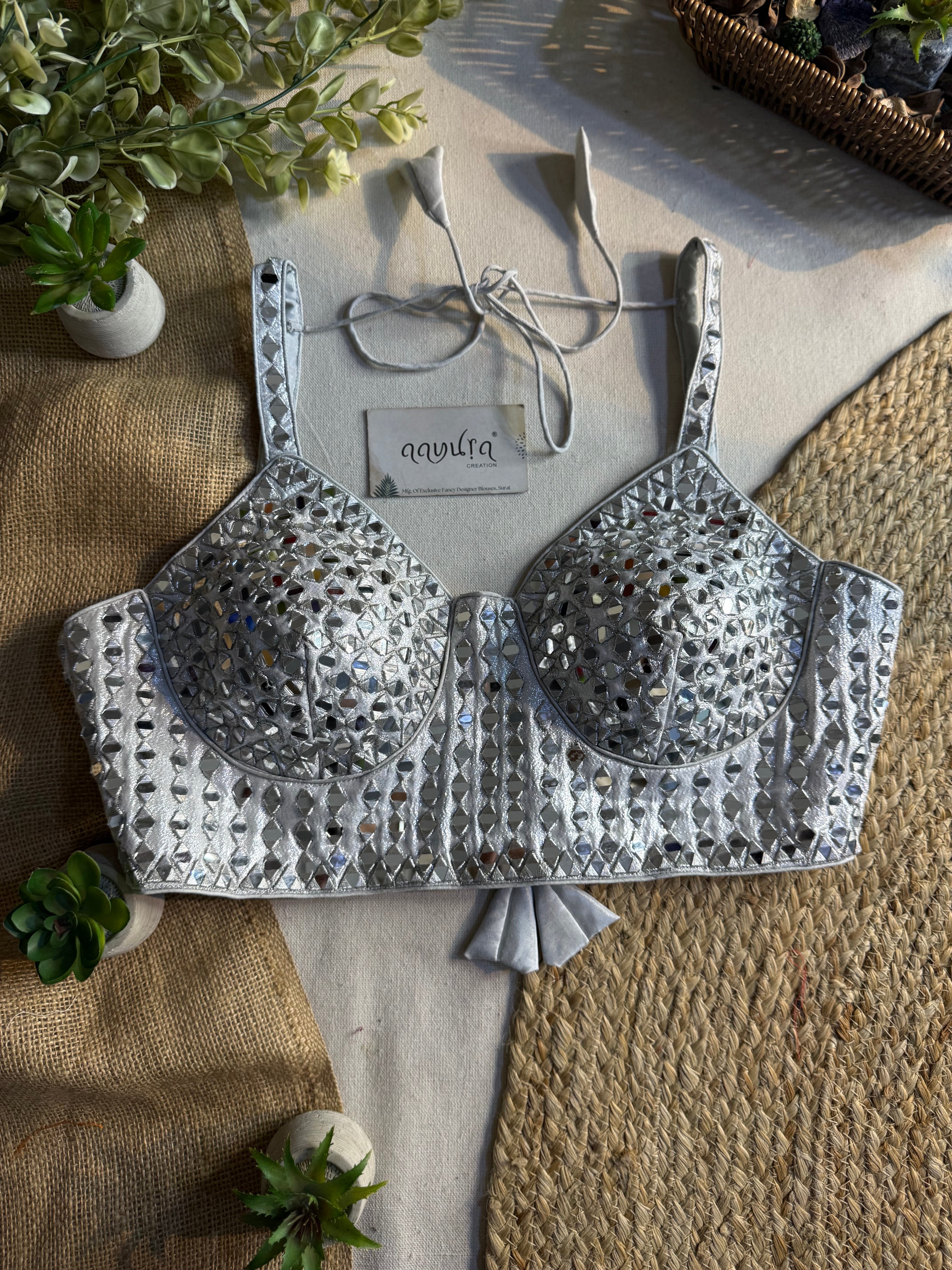 JASHN MIRROR WORK STRAP BLOUSE