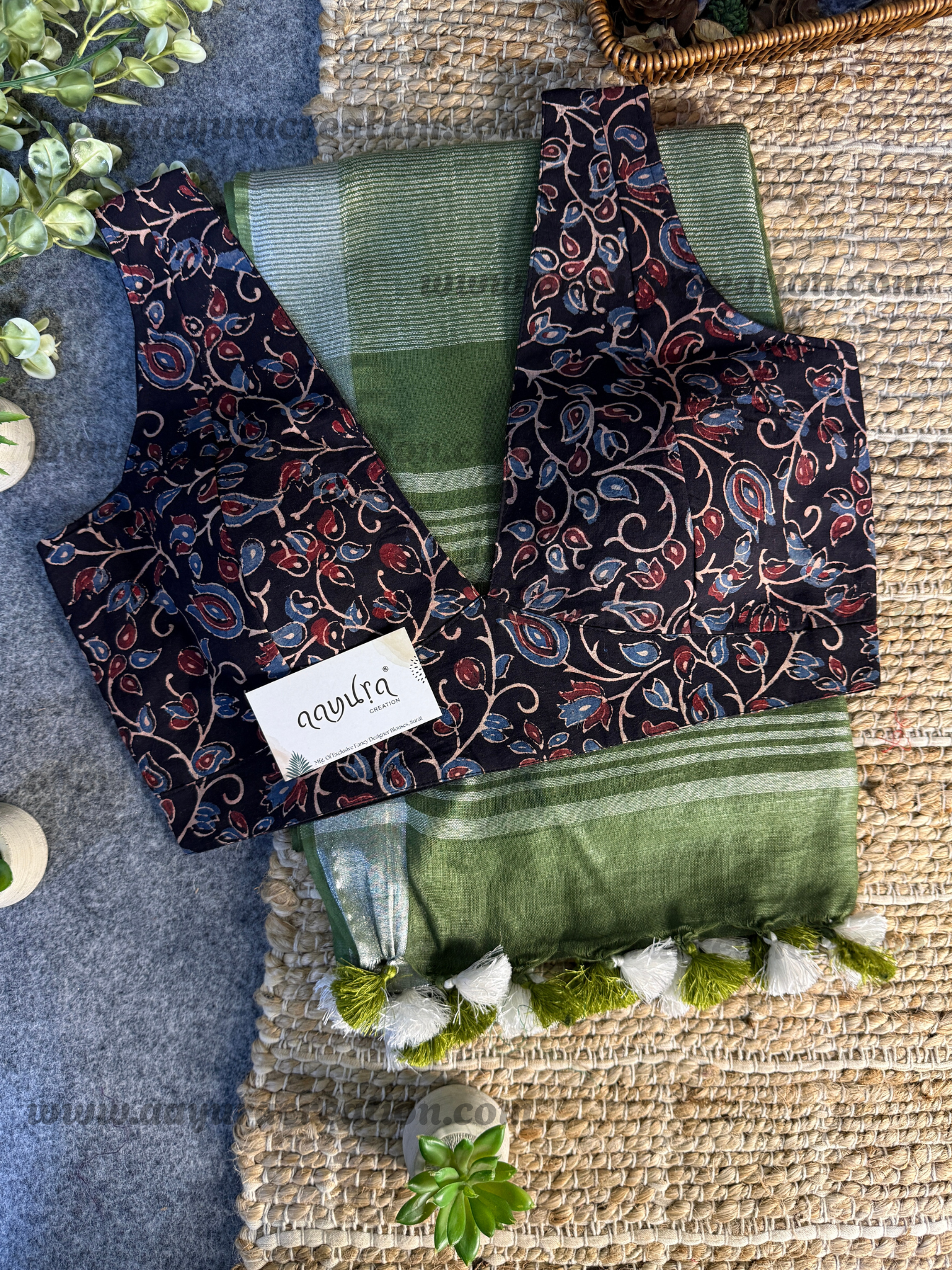 Ajrakh Vibe – Linen Grace Combo