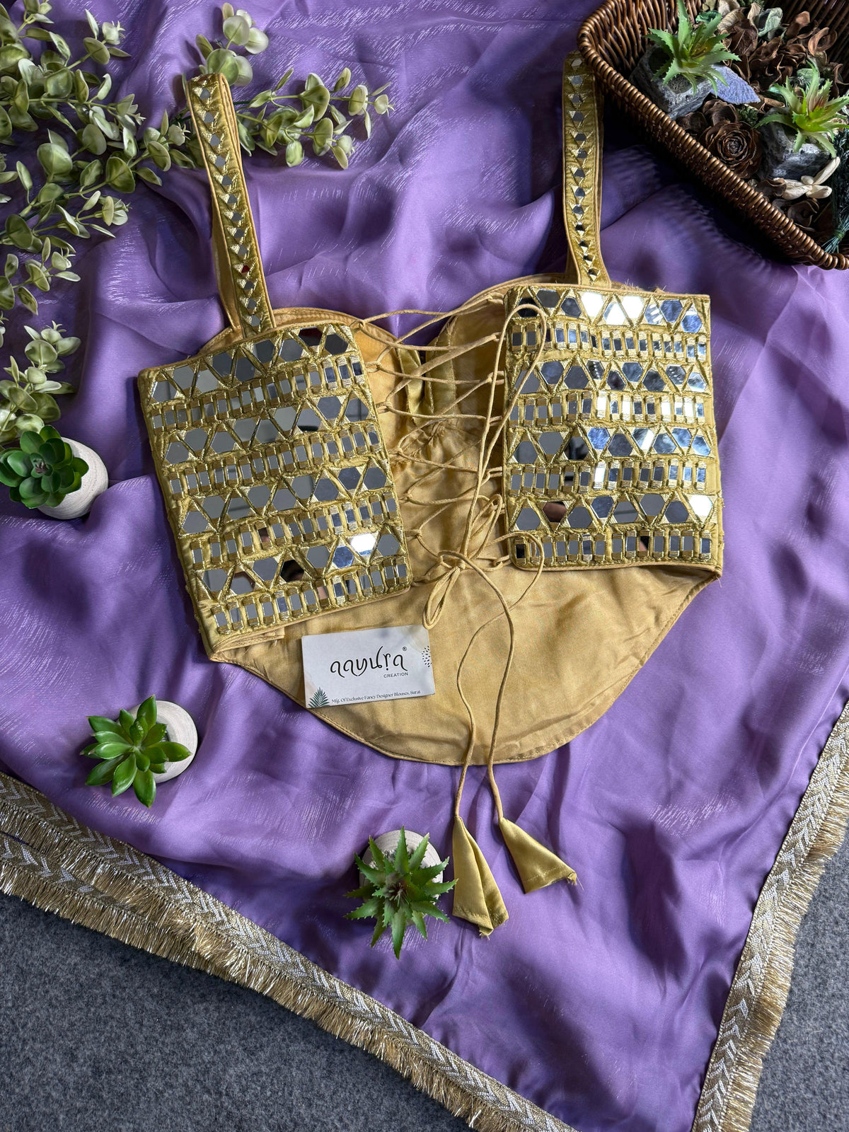 Luxe Bloom Burberry Satin Silk Saree Set