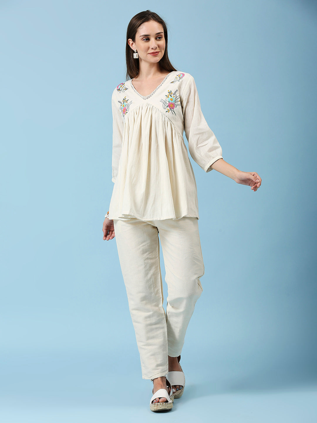 Embroidered Khadi Cotton Summer Top