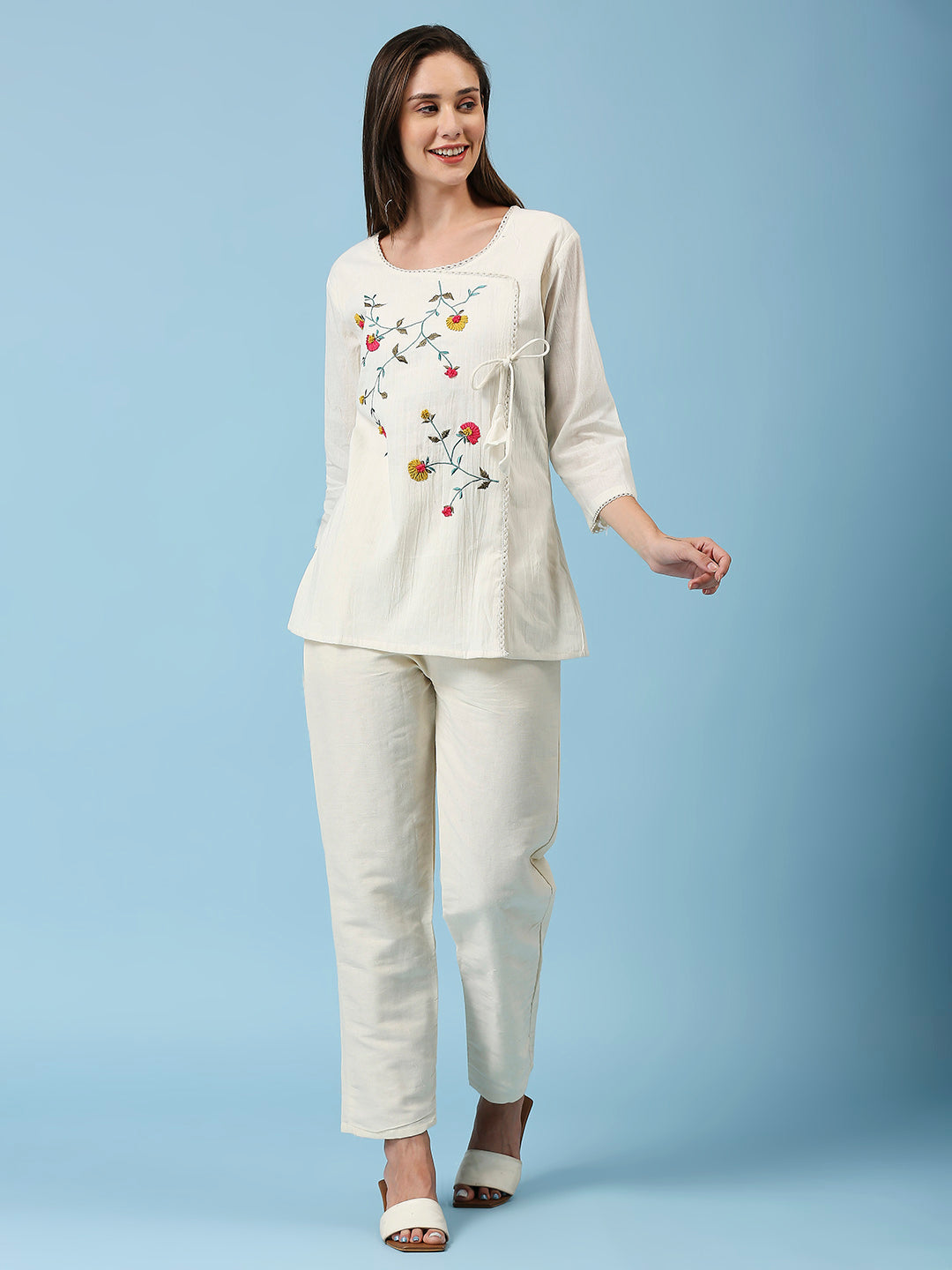 Embroidered Khadi Cotton Summer Top