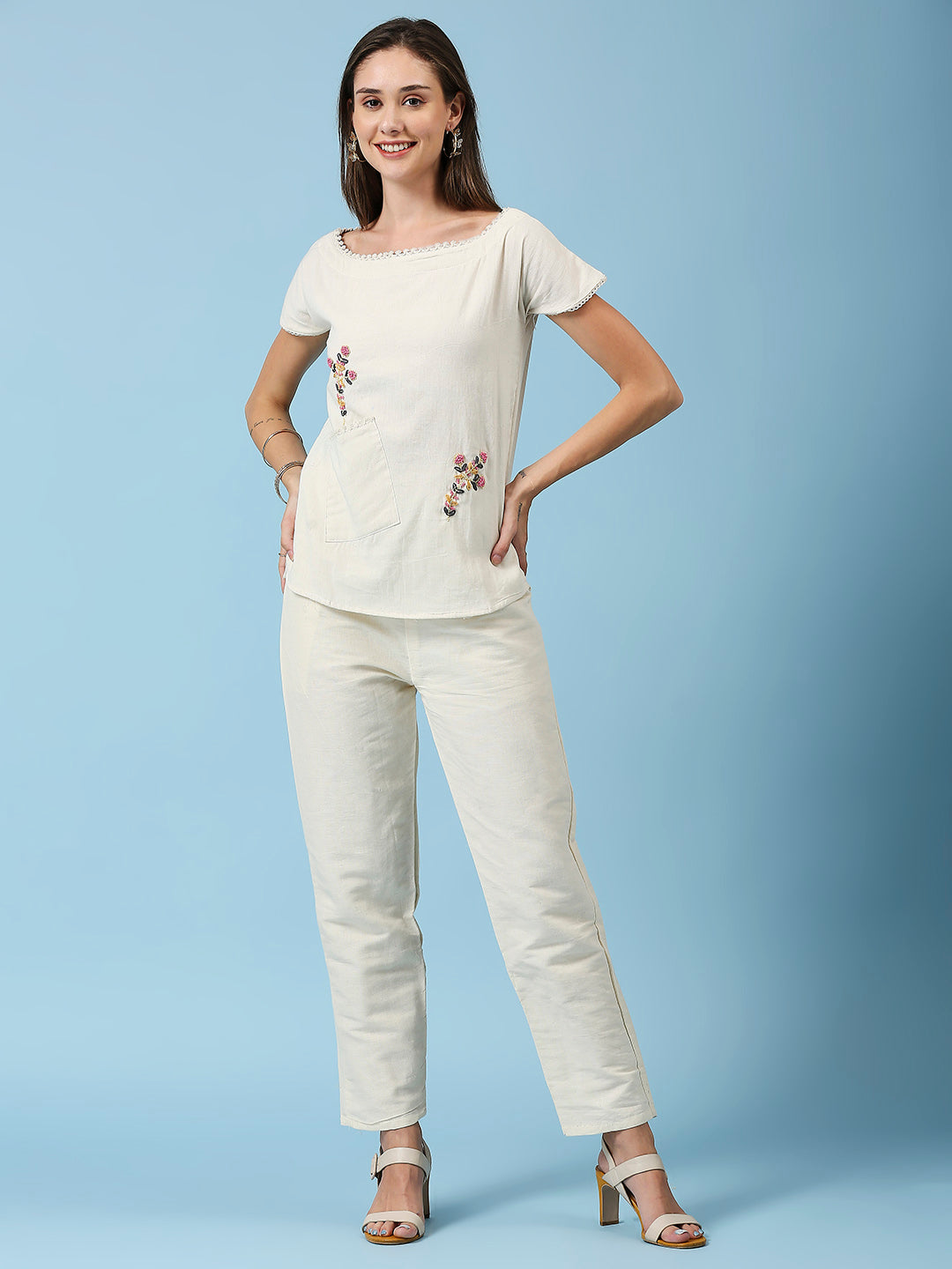 Embroidered Khadi Cotton Summer Top
