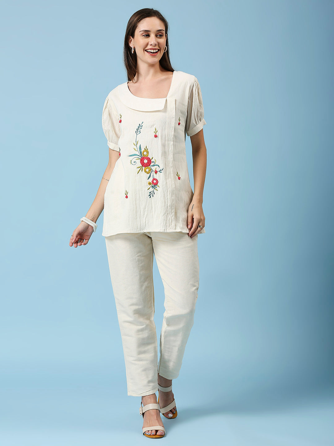 Embroidered Khadi Cotton Summer Top