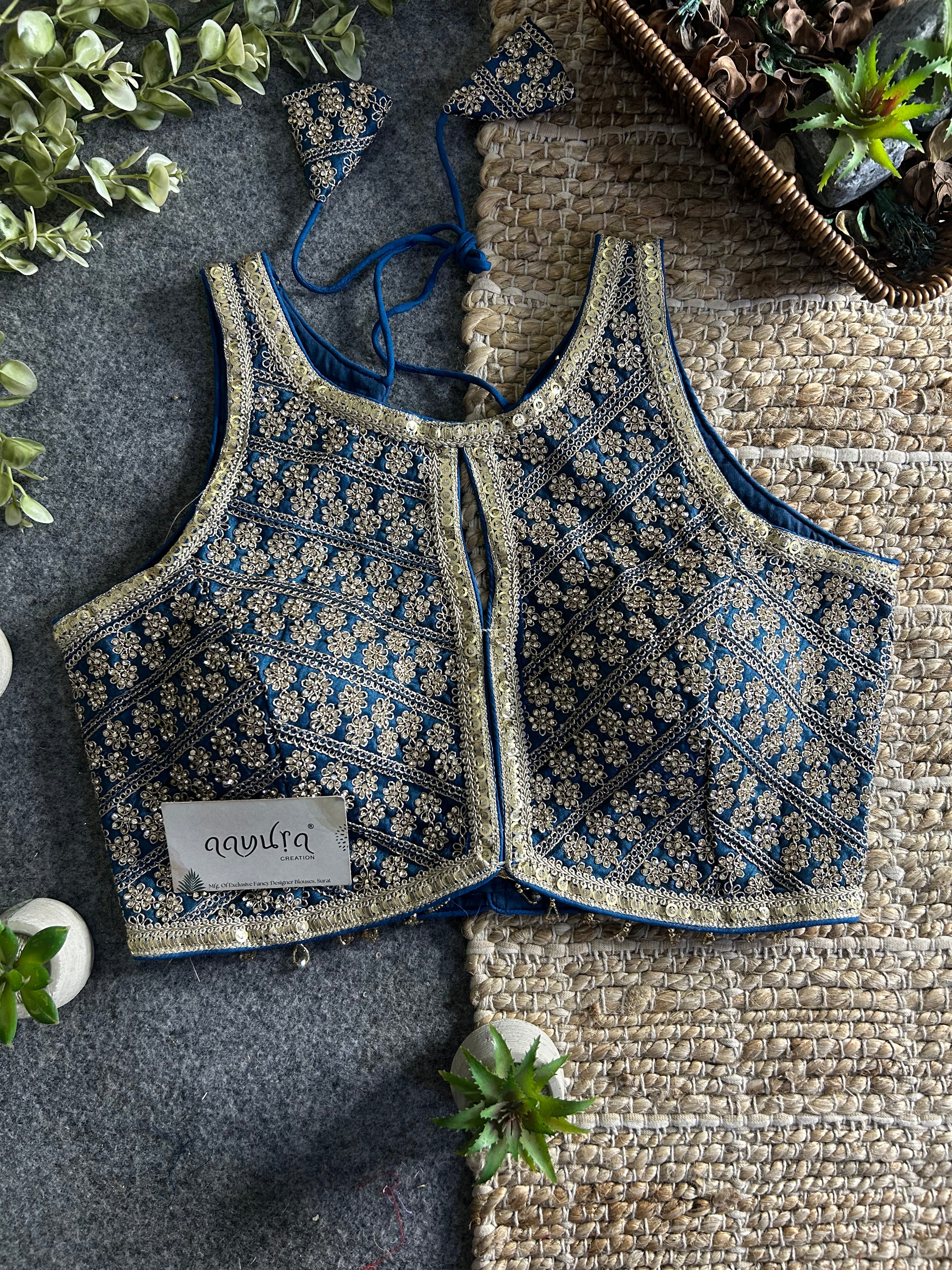Heavy Stone Work Designer Lace Blouse