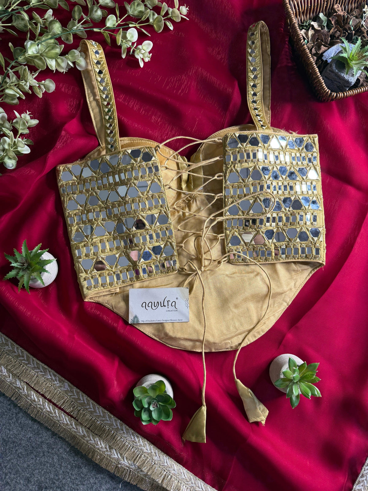 Luxe Bloom Burberry Satin Silk Saree Set