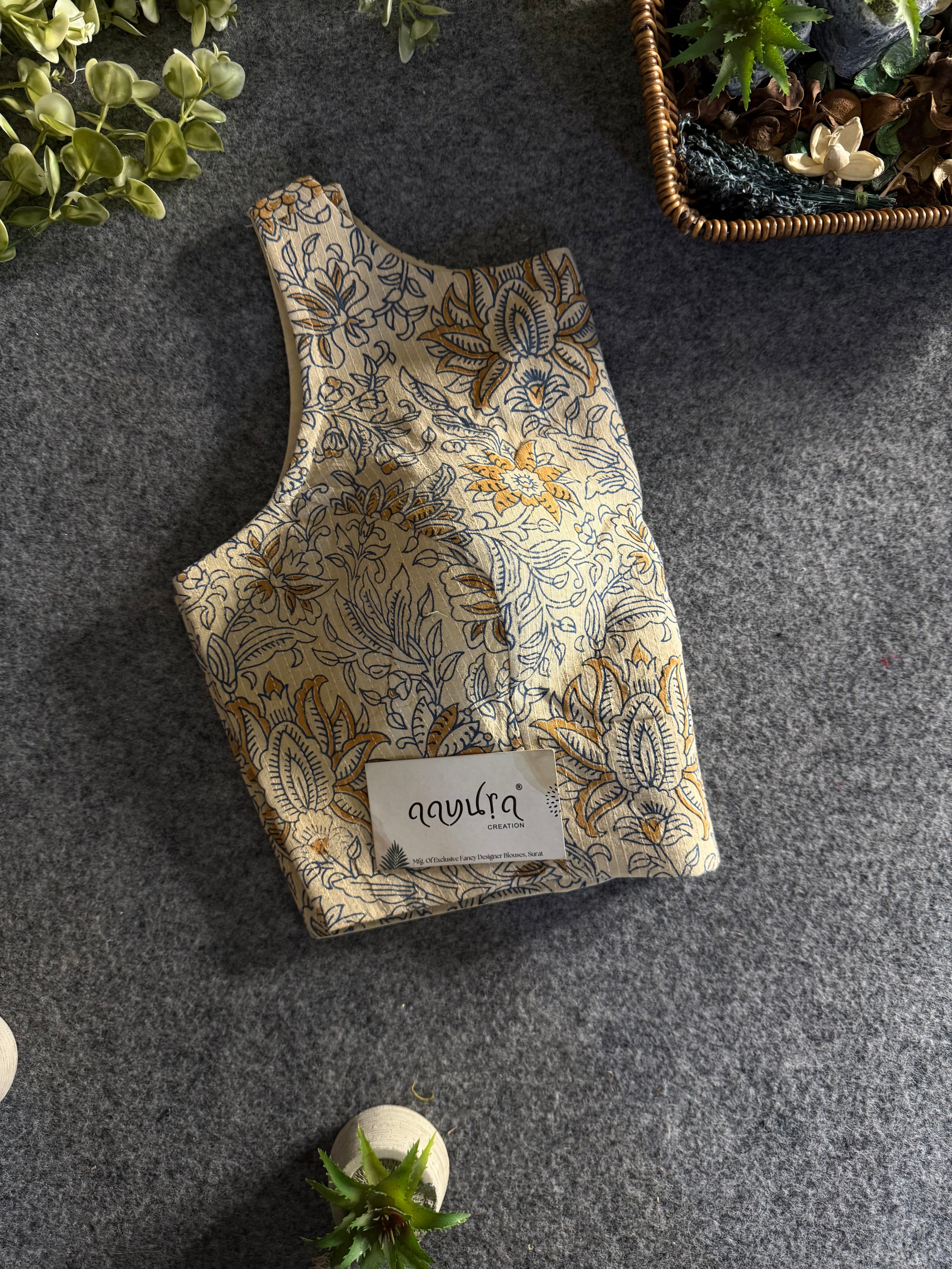 Boatneck Ajrakh Blouse