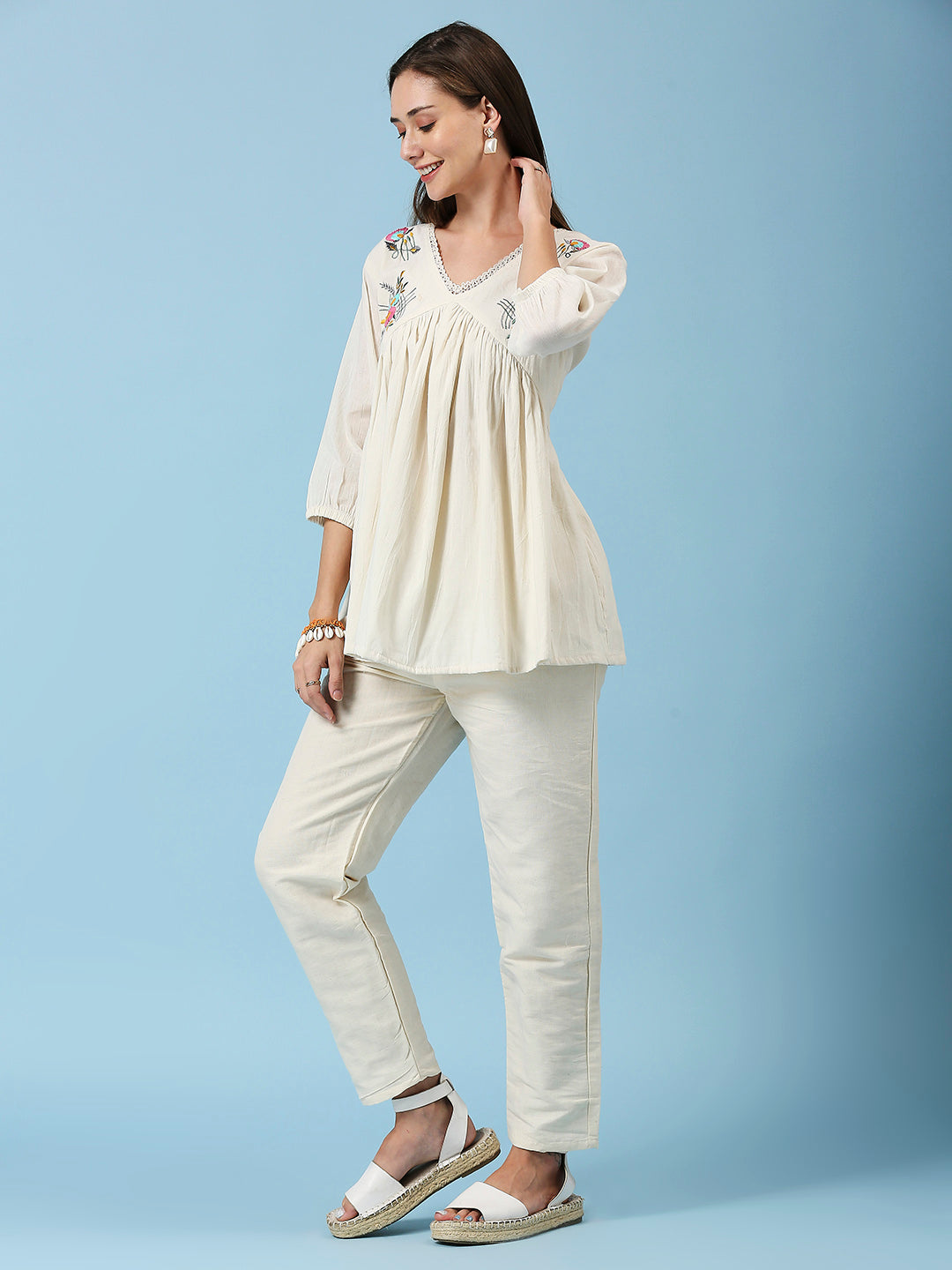 Embroidered Khadi Cotton Summer Top