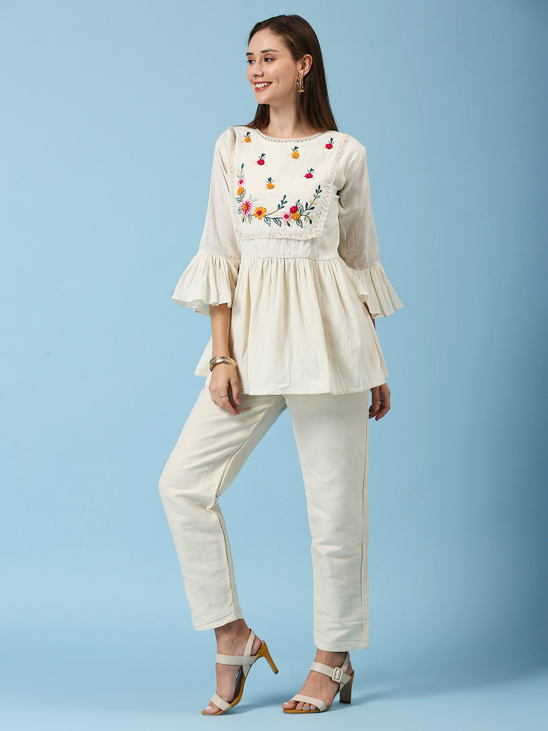 Embroidered Khadi Cotton Summer Top