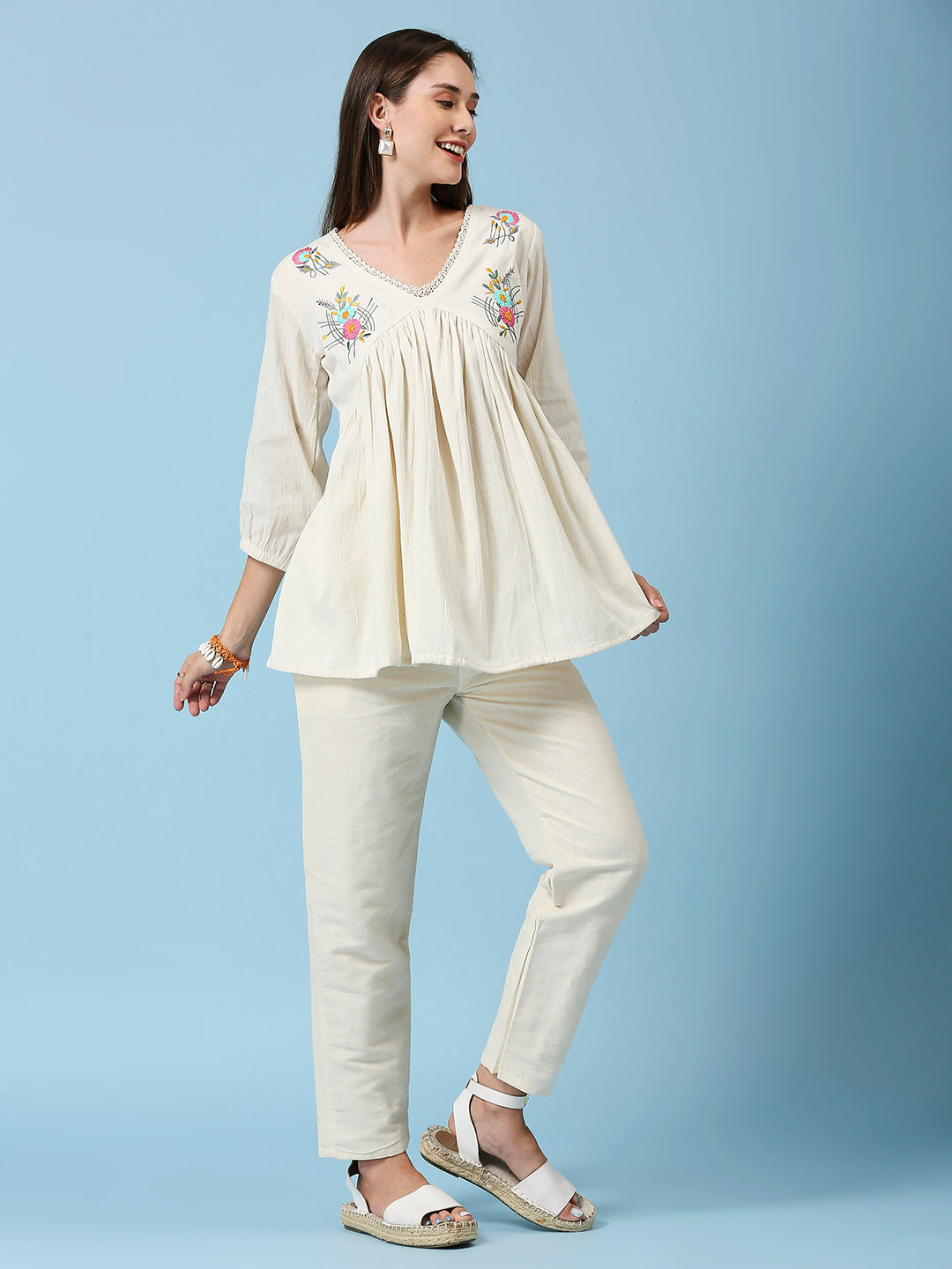 Embroidered Khadi Cotton Summer Top