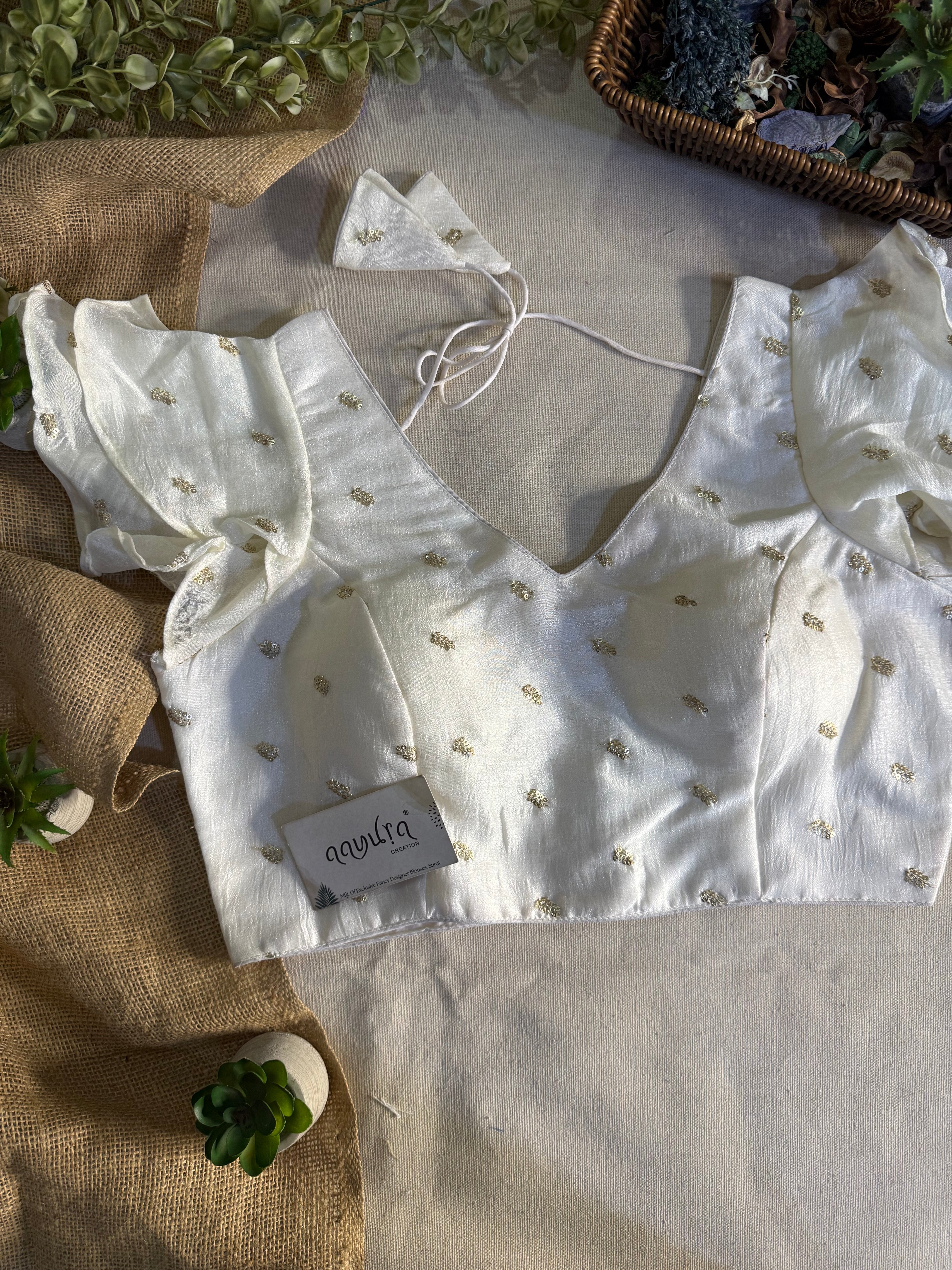 Elegant Frill Vichitra Silk Blouse