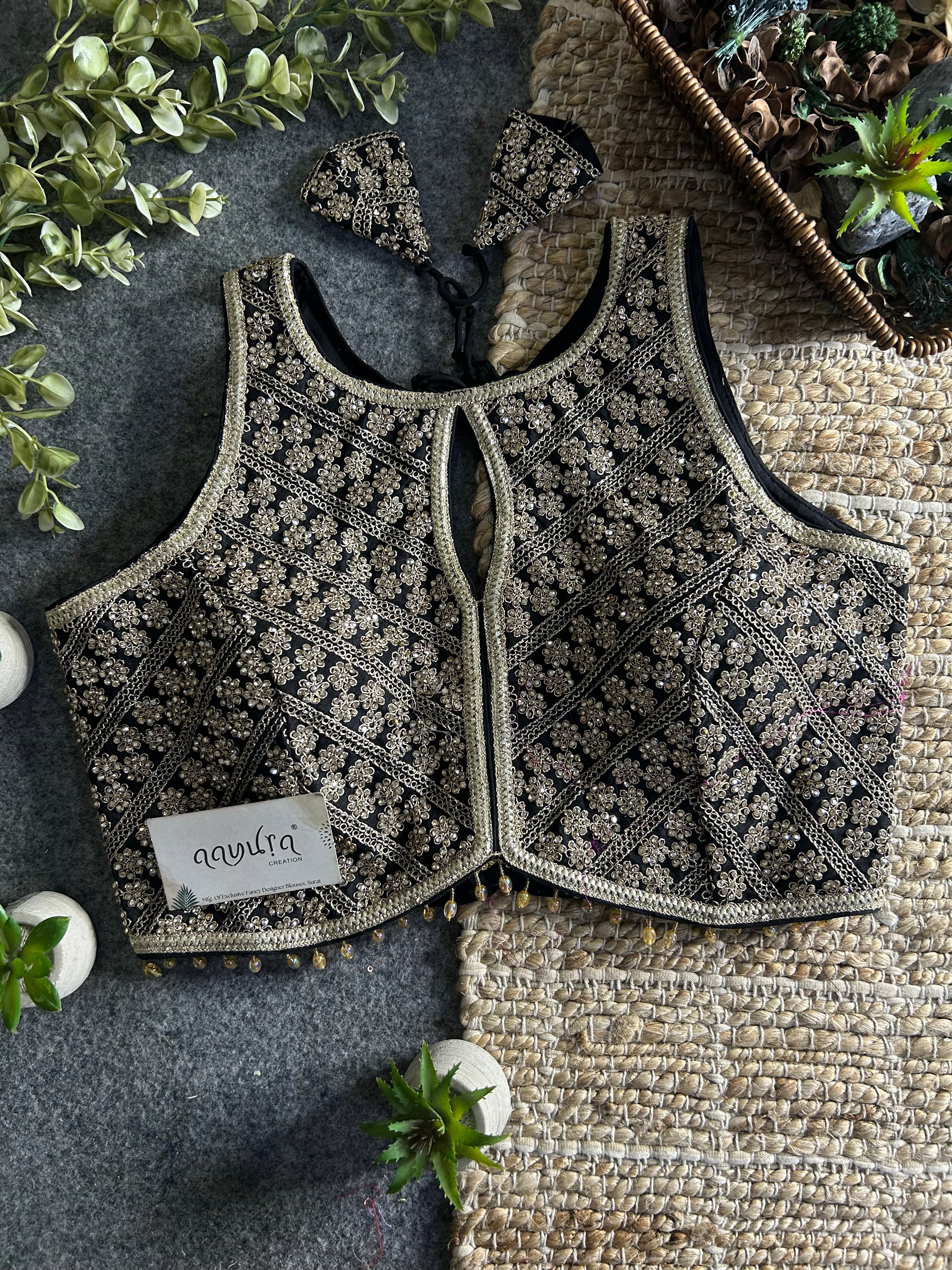 Heavy Stone Work Designer Lace Blouse
