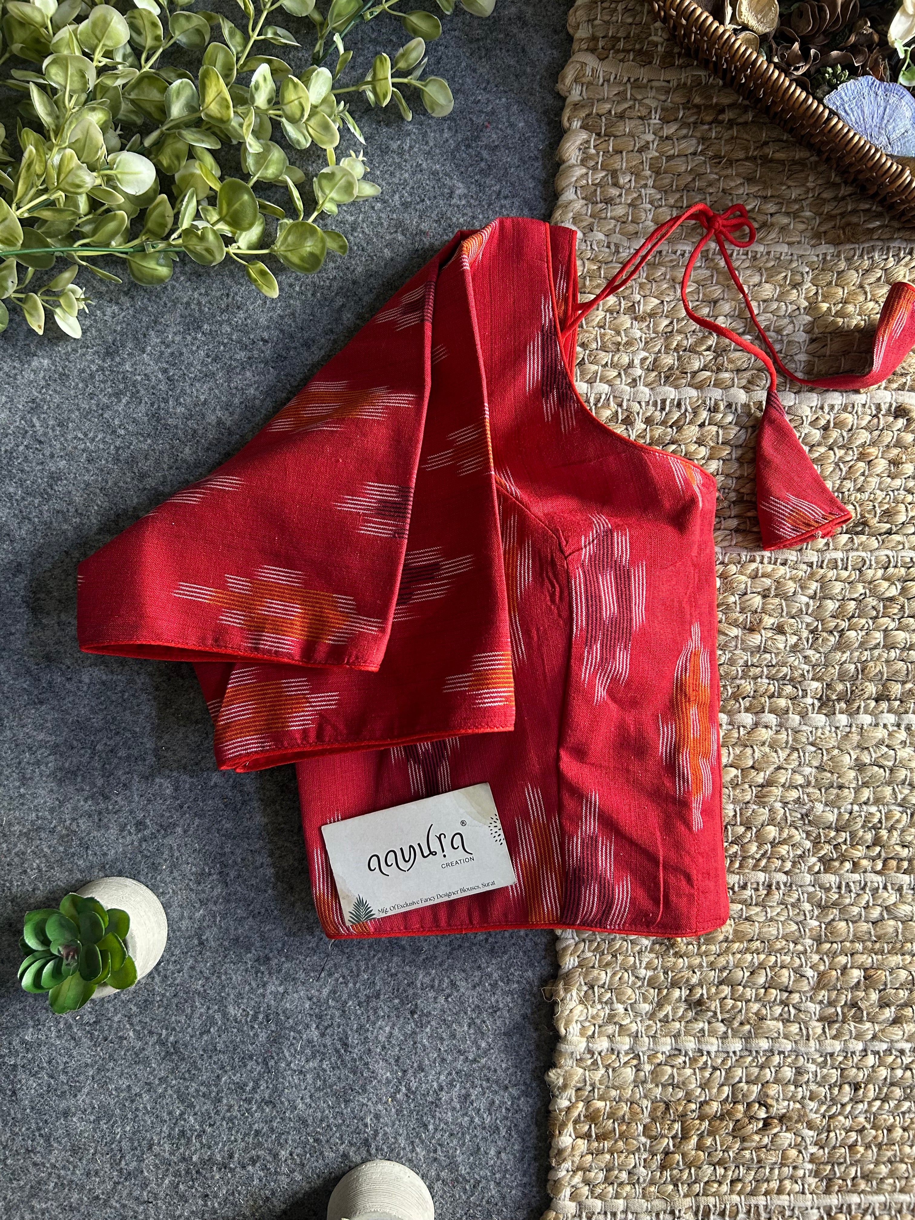 Classic Ikkath Designer Front-Open Blouse
