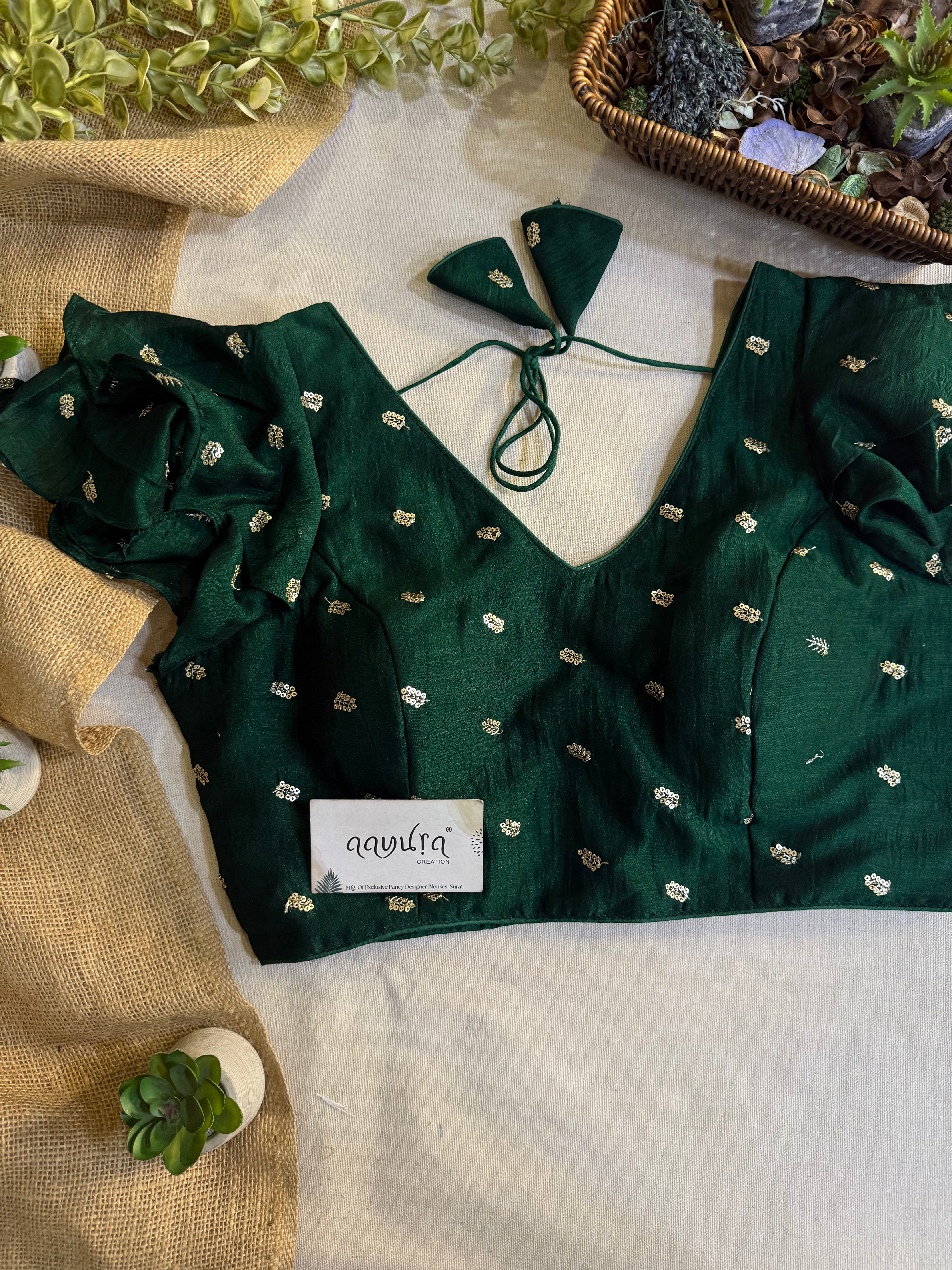 Elegant Frill Vichitra Silk Blouse