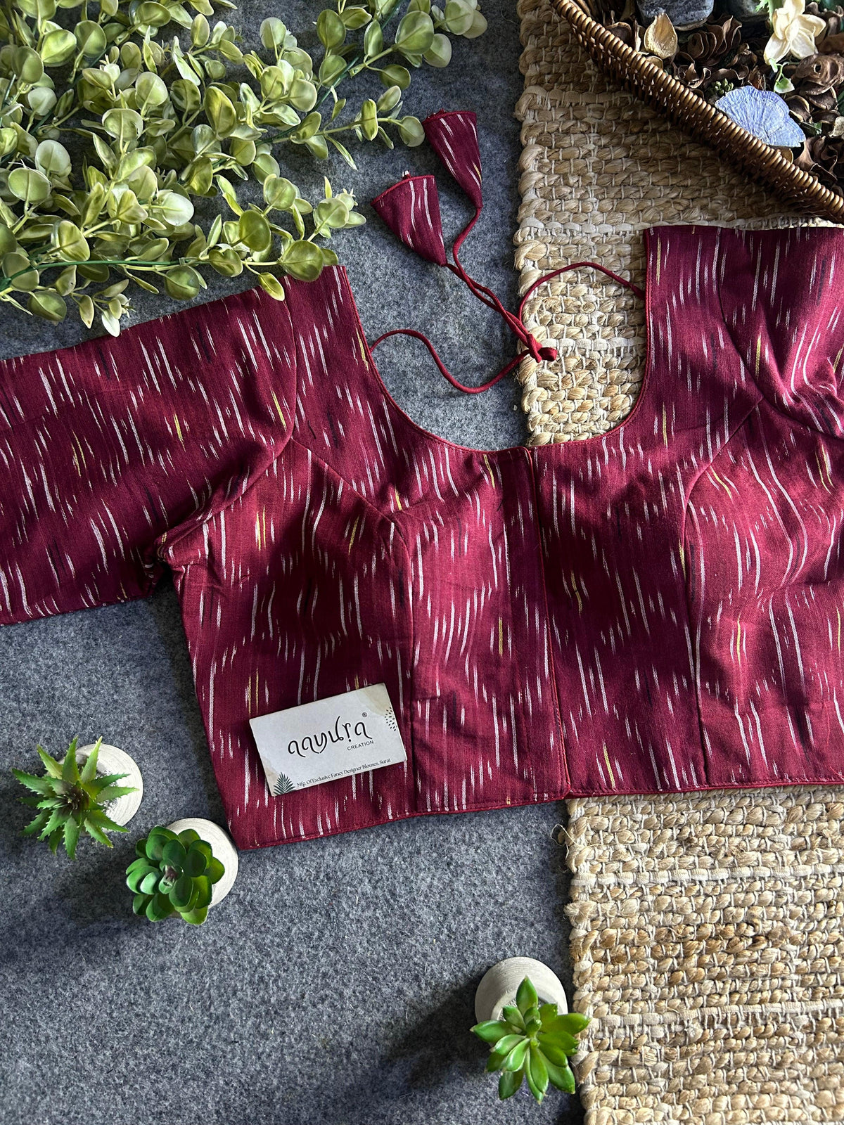 Classic Ikkath Designer Front-Open Blouse