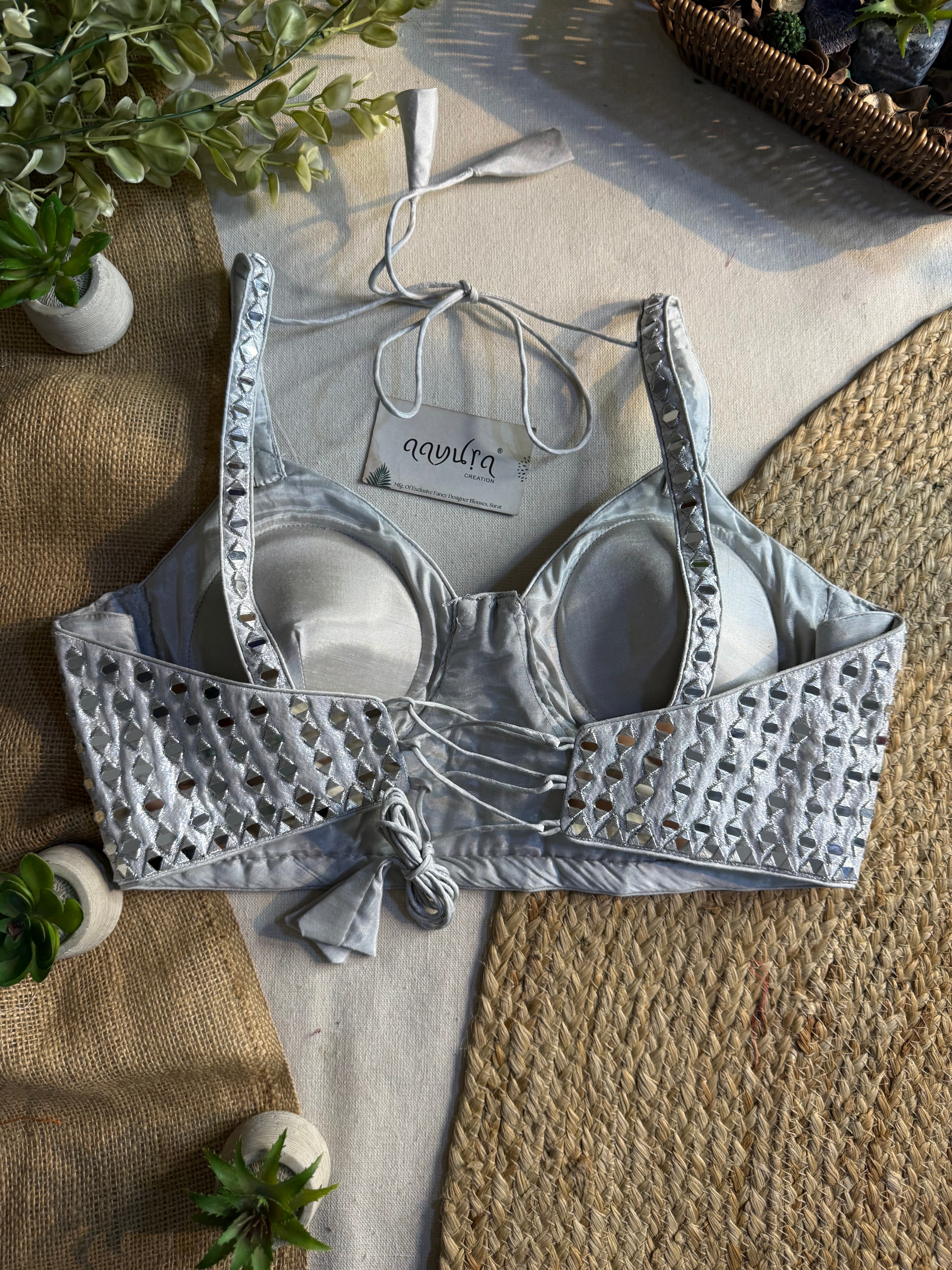 JASHN MIRROR WORK STRAP BLOUSE