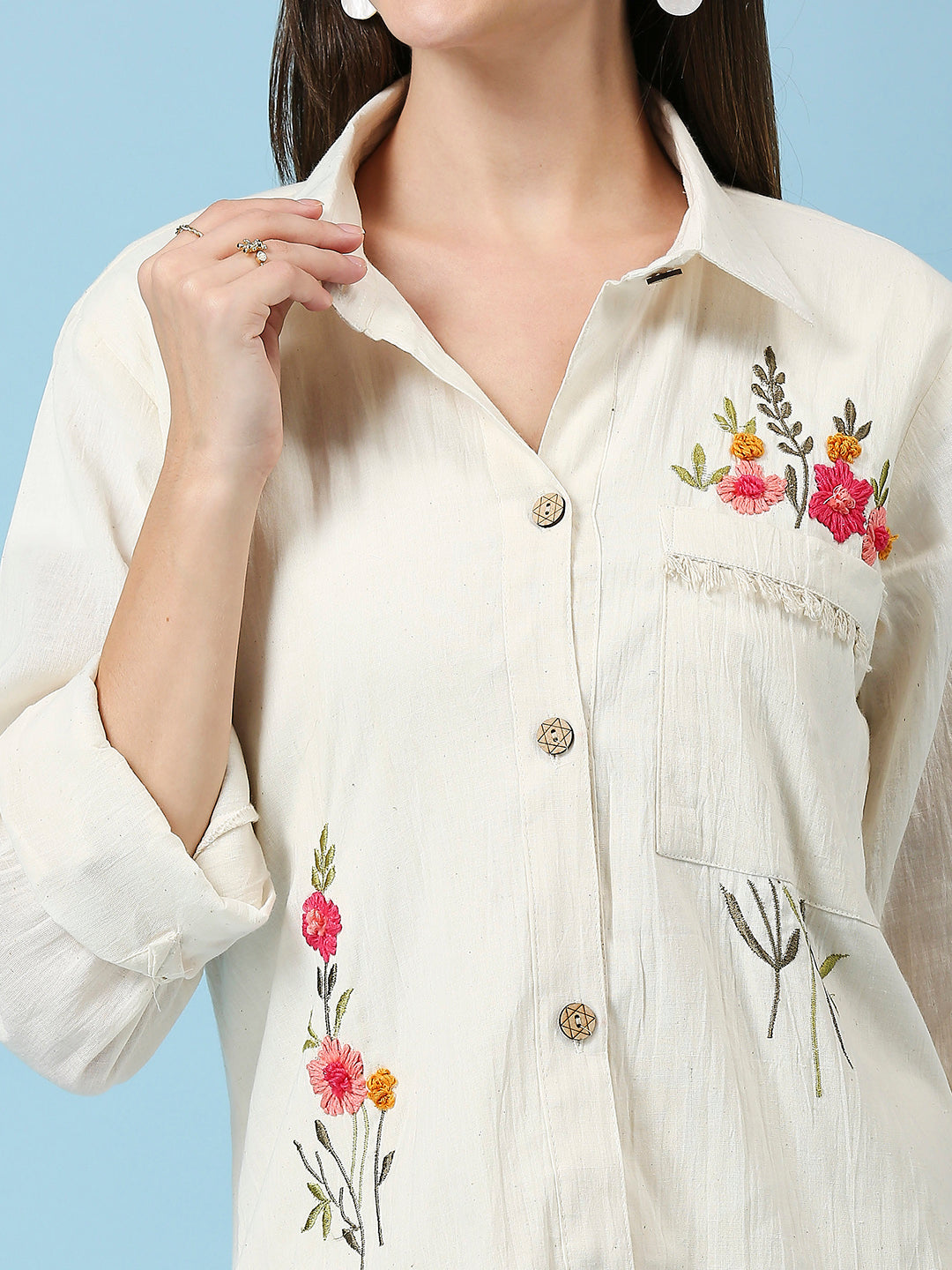 Embroidered Khadi Cotton Summer Top
