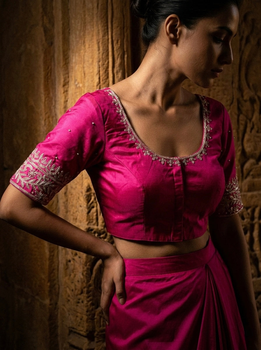 Royal Zardosi Silk Front-Open Blouse