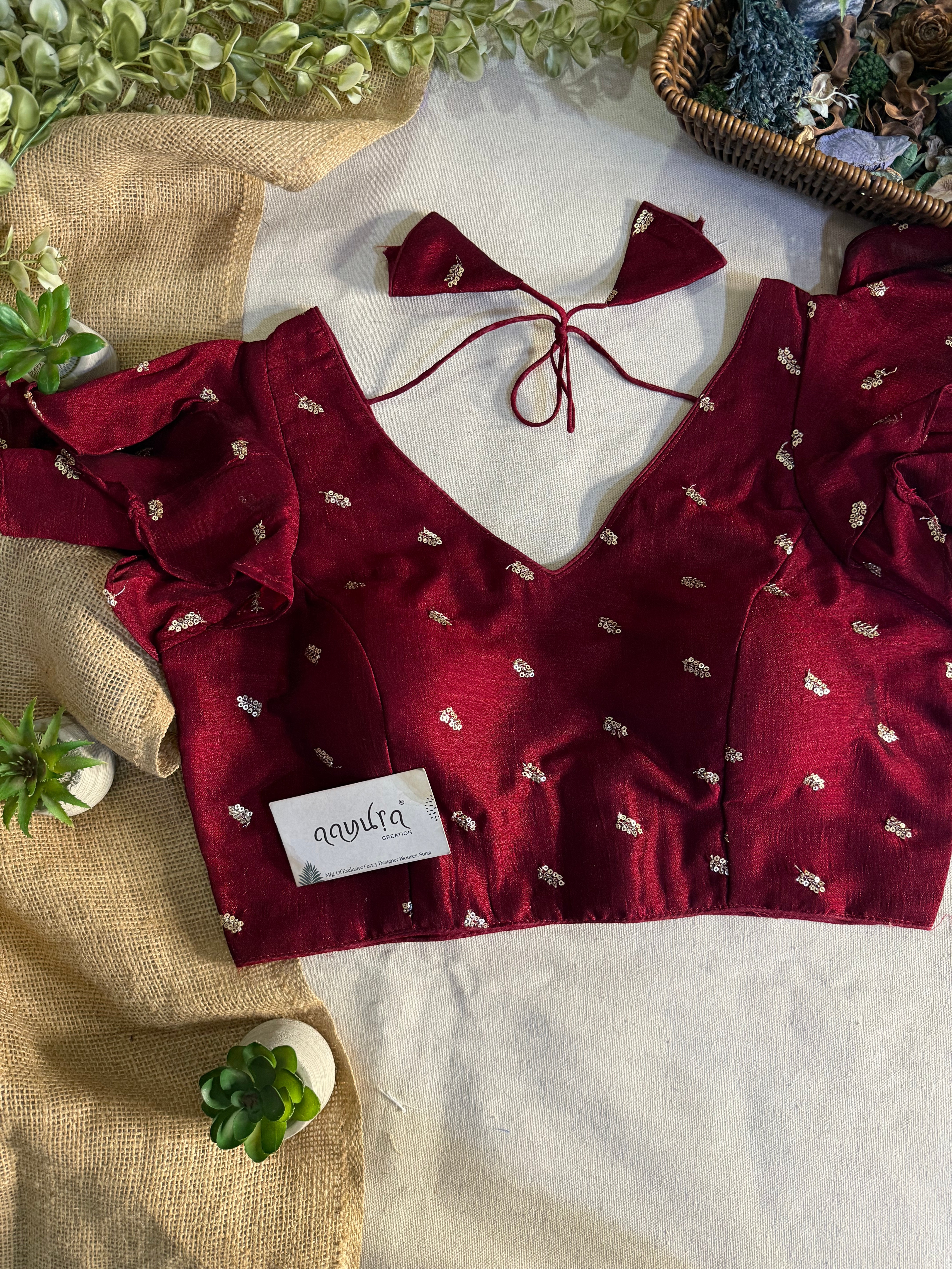 Elegant Frill Vichitra Silk Blouse