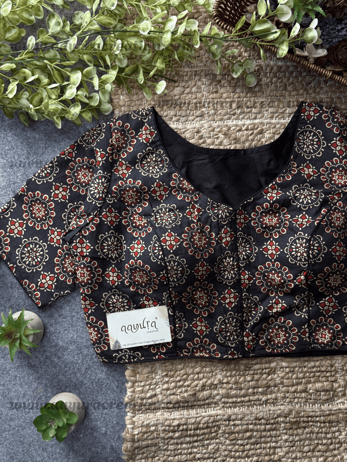 Ajrakh Boatneck Blouse