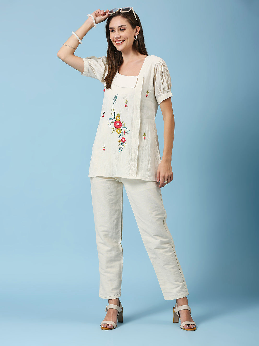 Embroidered Khadi Cotton Summer Top