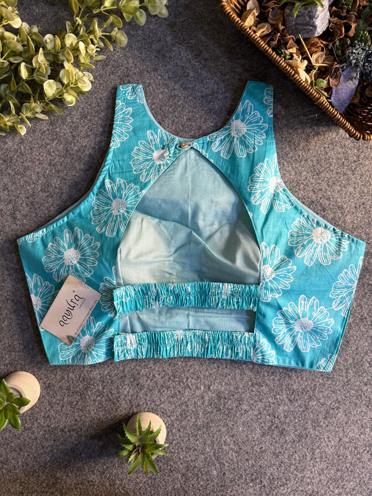 StyleEase Cotton Halter Designer Blouse