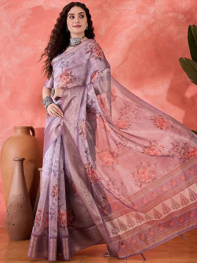 Zari Bloom – Floral Jacquard Saree