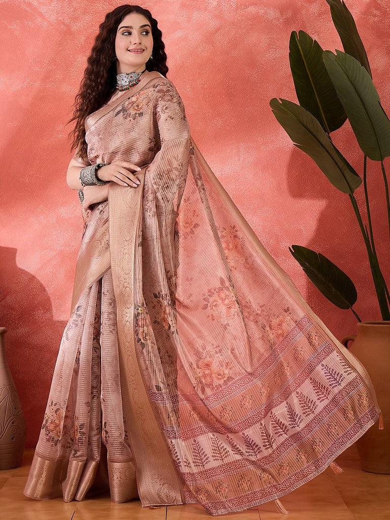 Zari Bloom – Floral Jacquard Saree