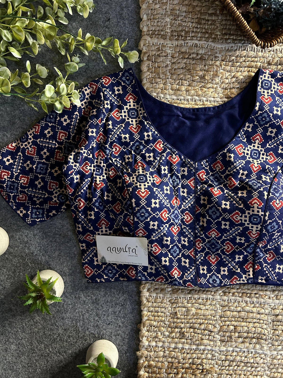 Ajrakh Boatneck Blouse