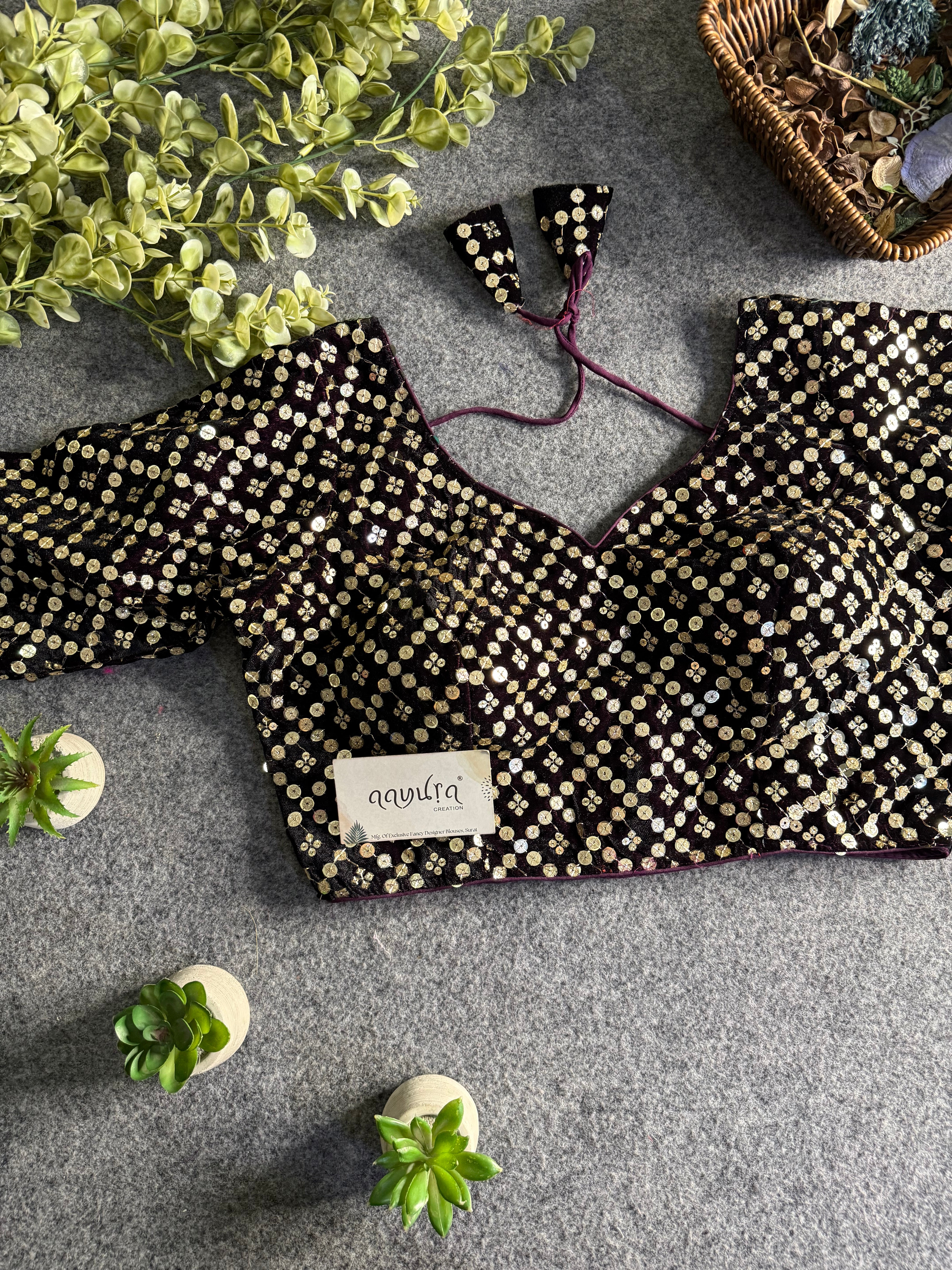 Velvet Shringar Zari Designer Blouse