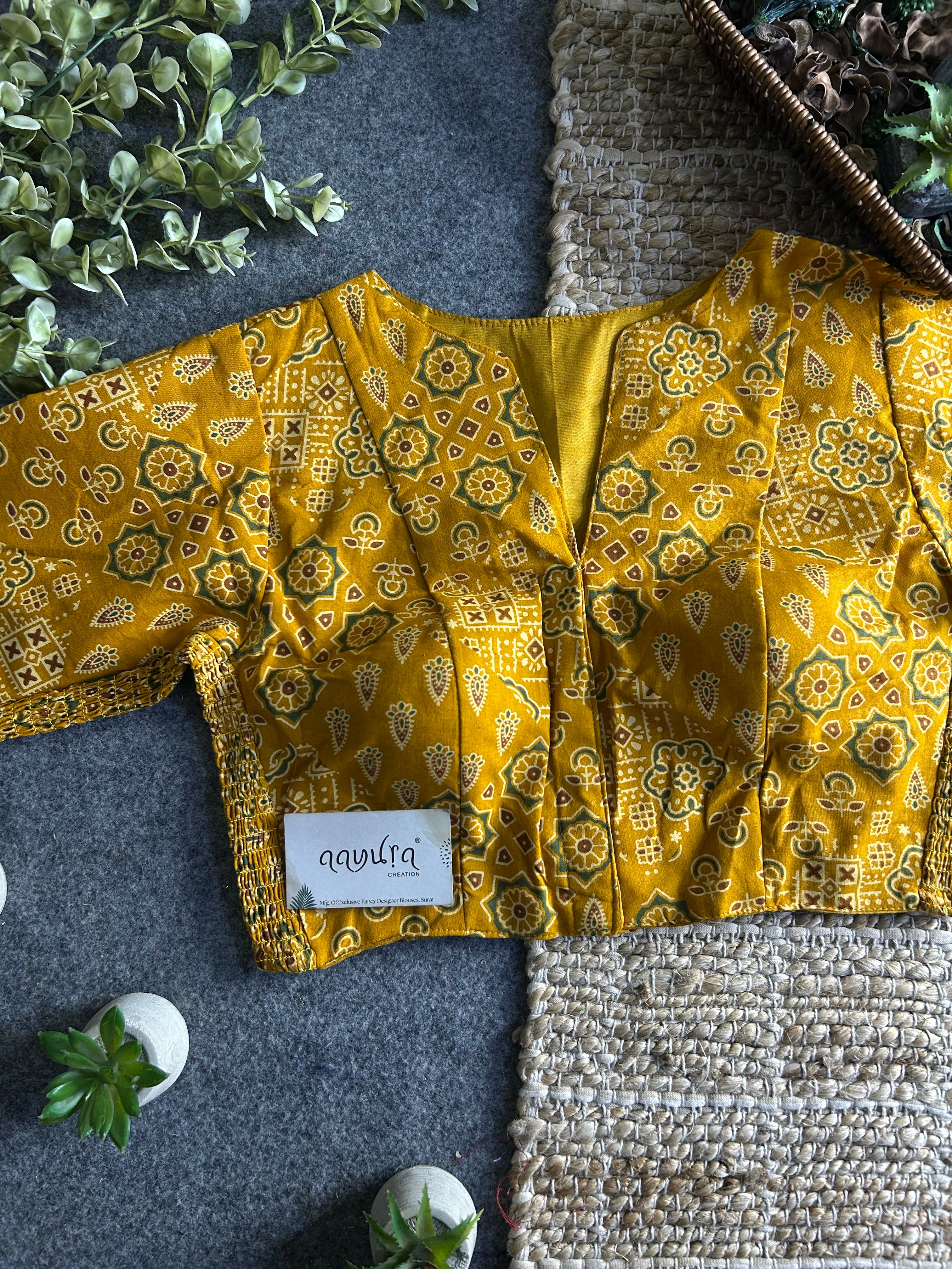 Comfort Fit Cotton Ajrakh Print Blouse