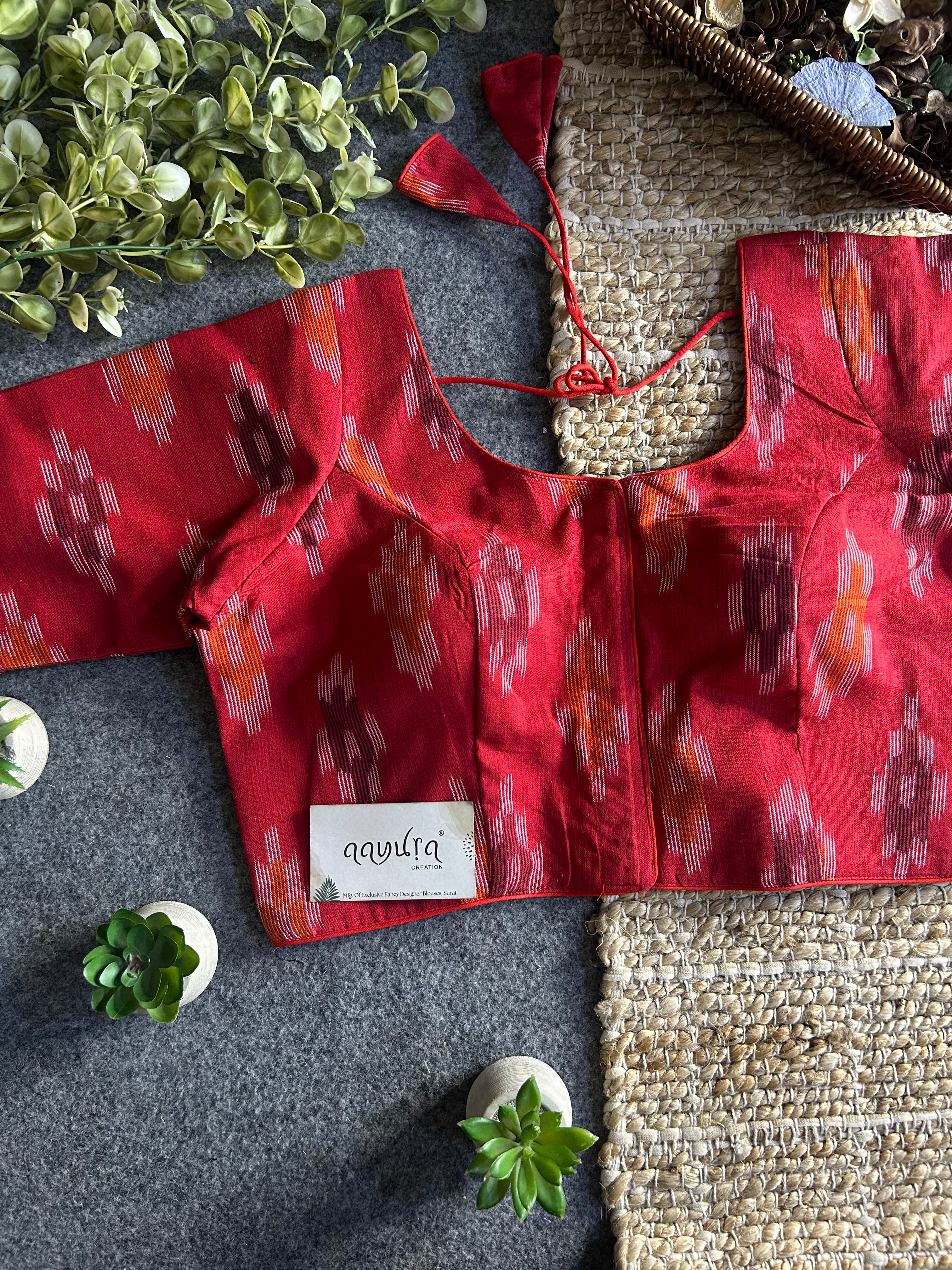 Classic Ikkath Designer Front-Open Blouse