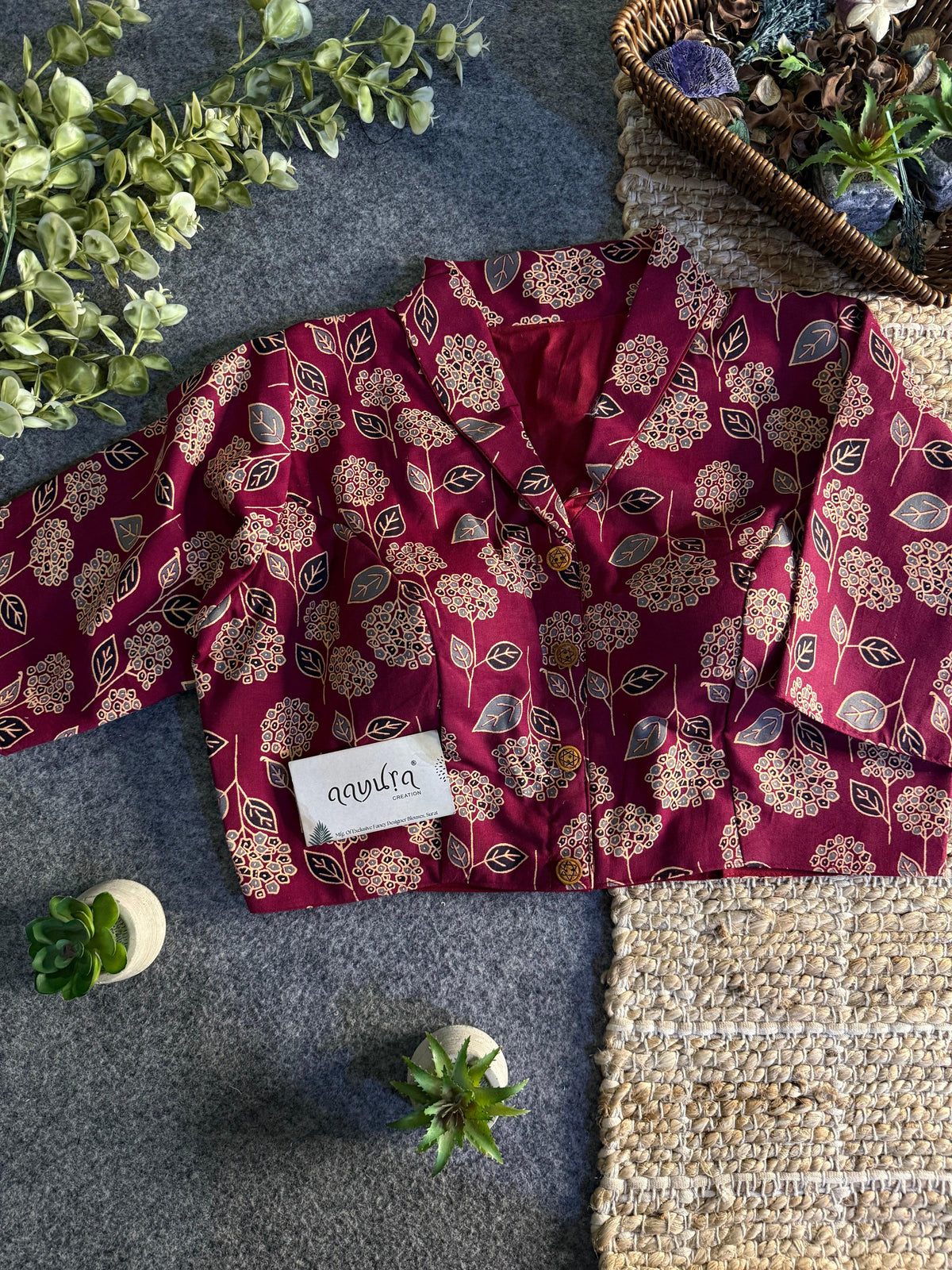 Cotton Collar Ajrakh Blouse