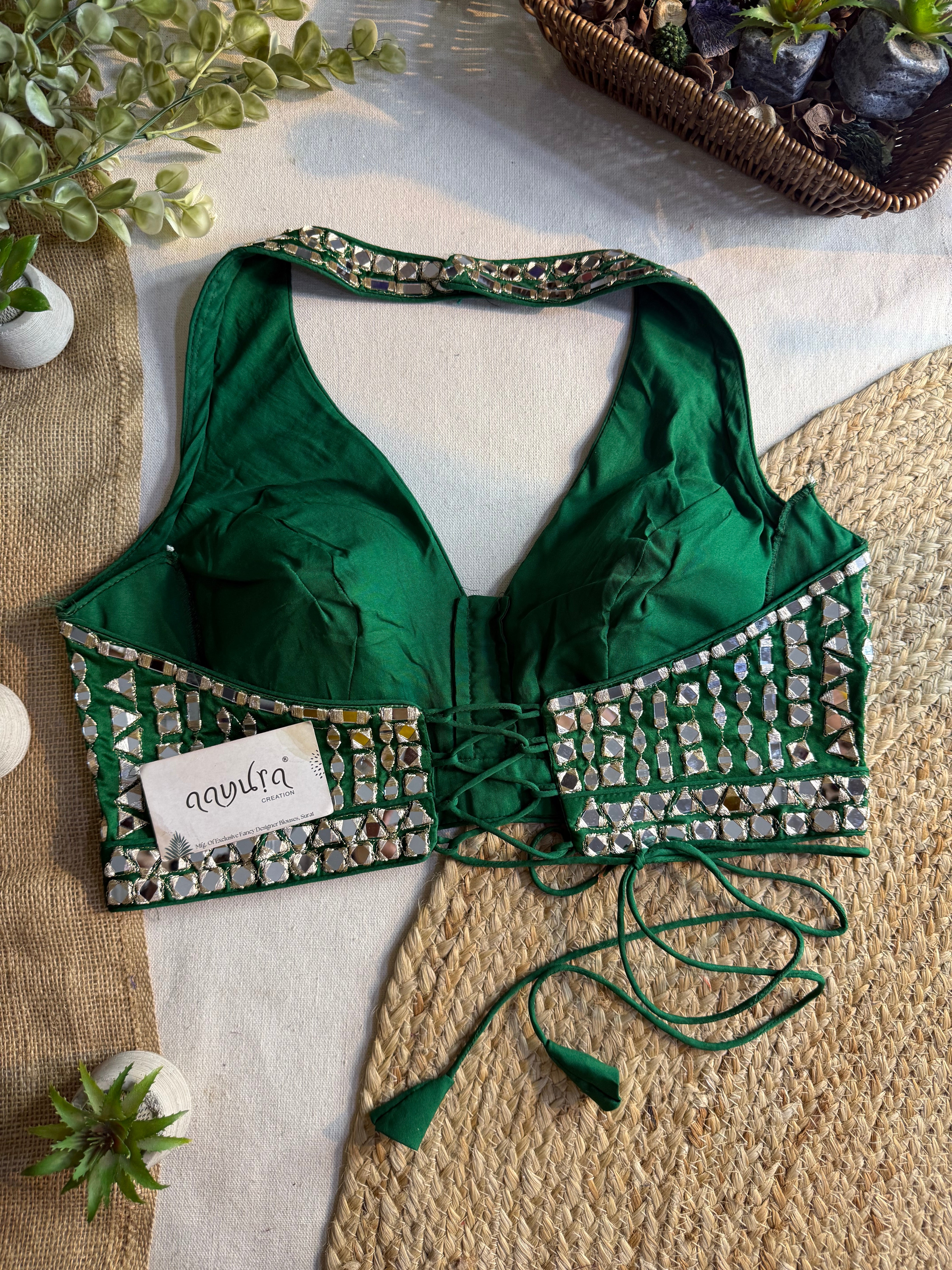 Asteria Halter Neck Mirror Work Blouse