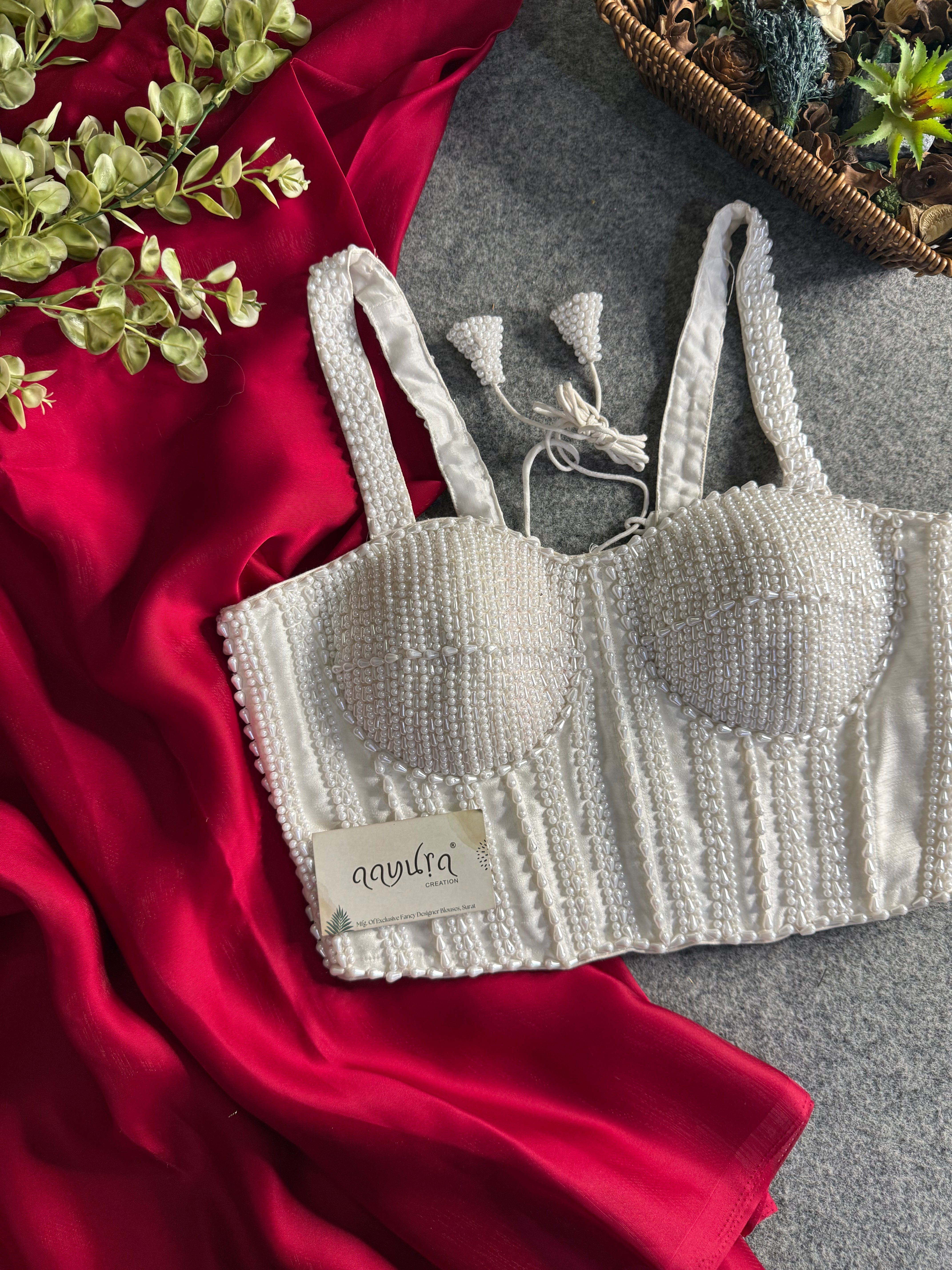 Aleena Pearl Bloom Satin Silk Ensemble