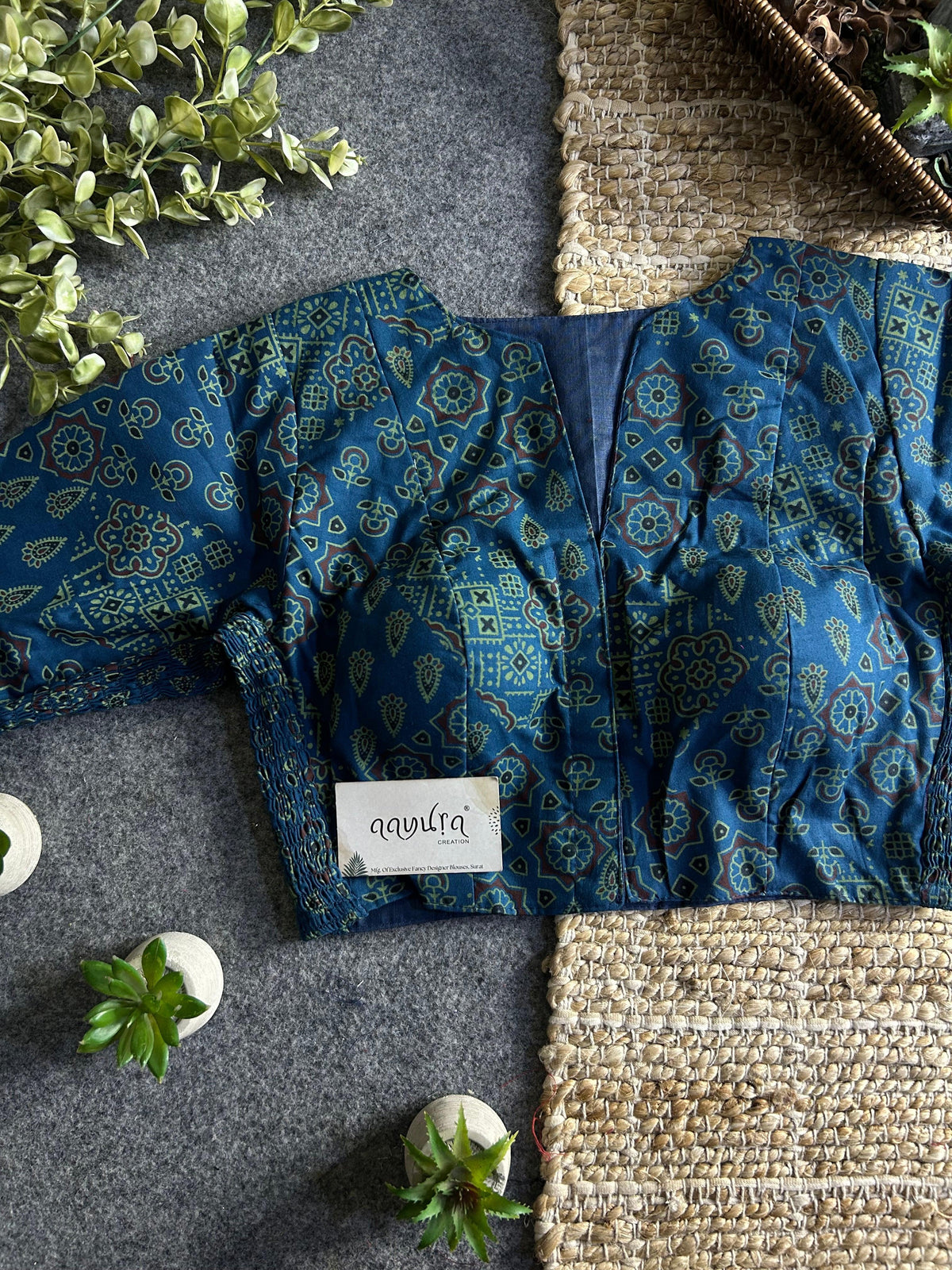 Comfort Fit Cotton Ajrakh Print Blouse