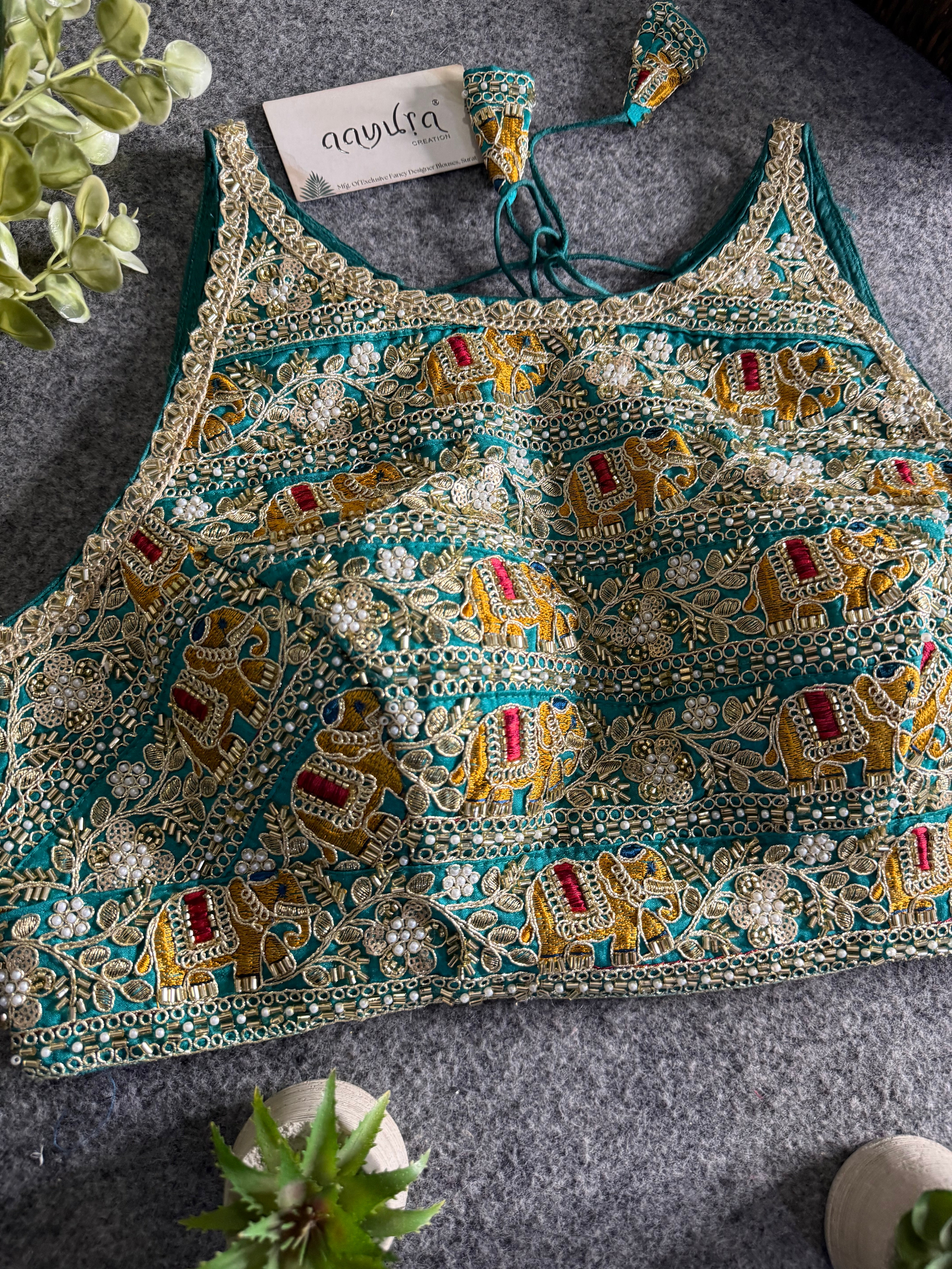 Elegant Sequence Embroidery Lace Work Blouse
