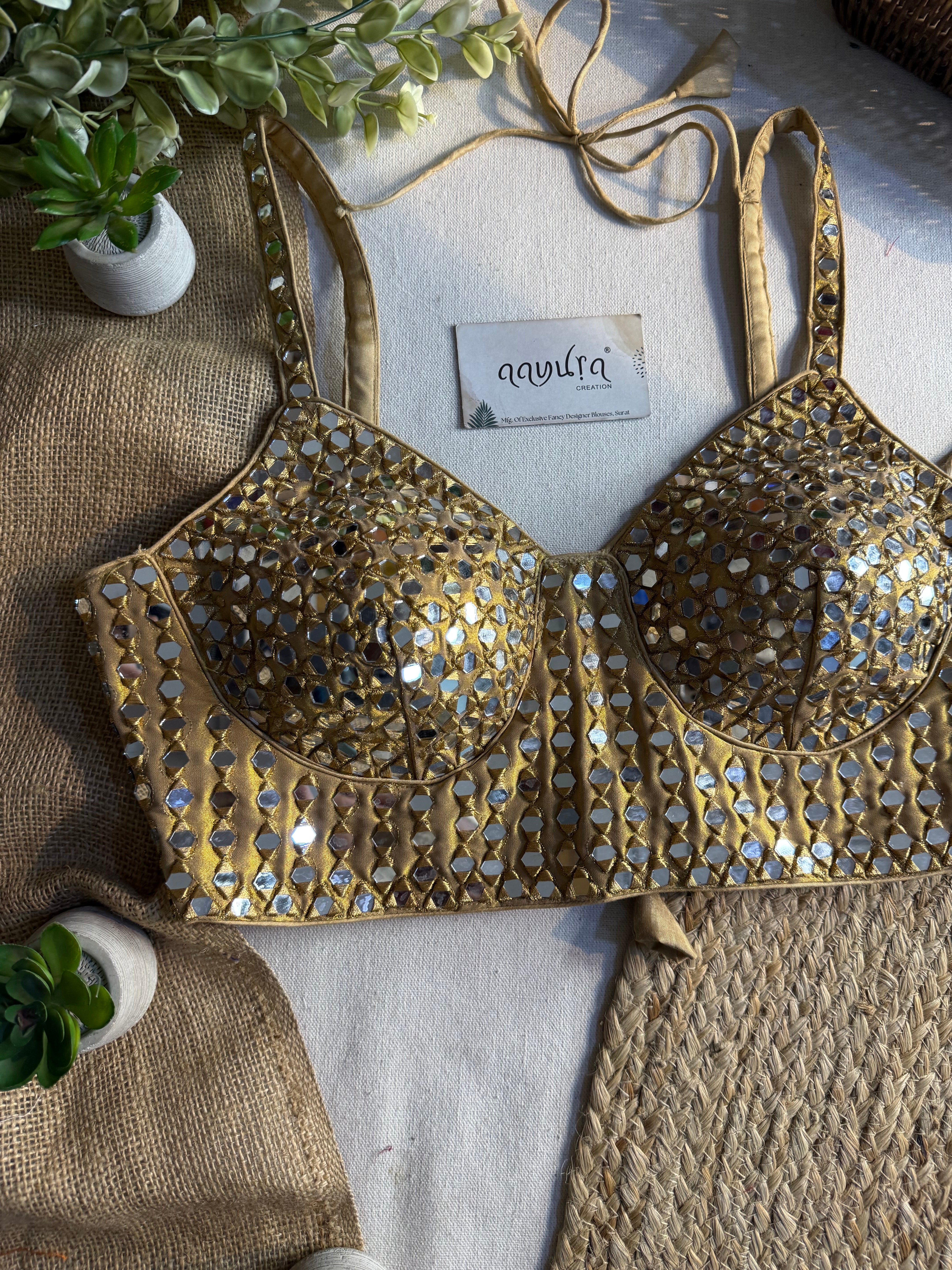 JASHN MIRROR WORK STRAP BLOUSE
