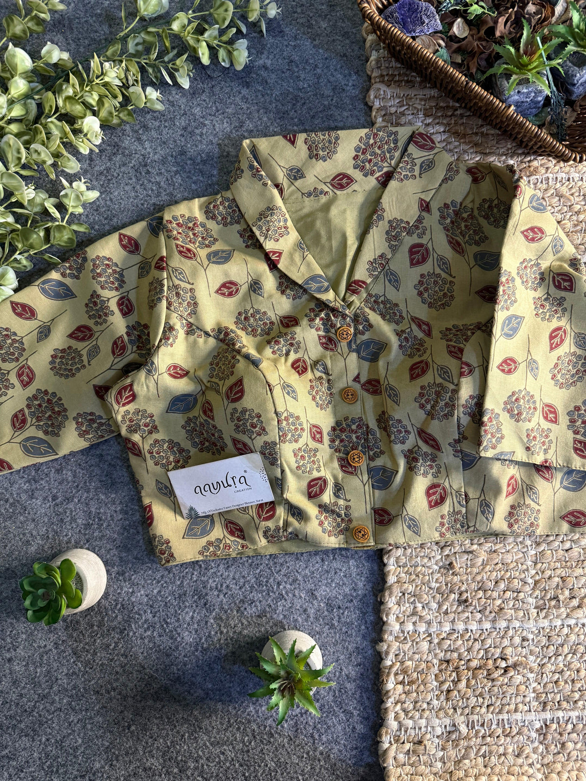 Cotton Collar Ajrakh Blouse