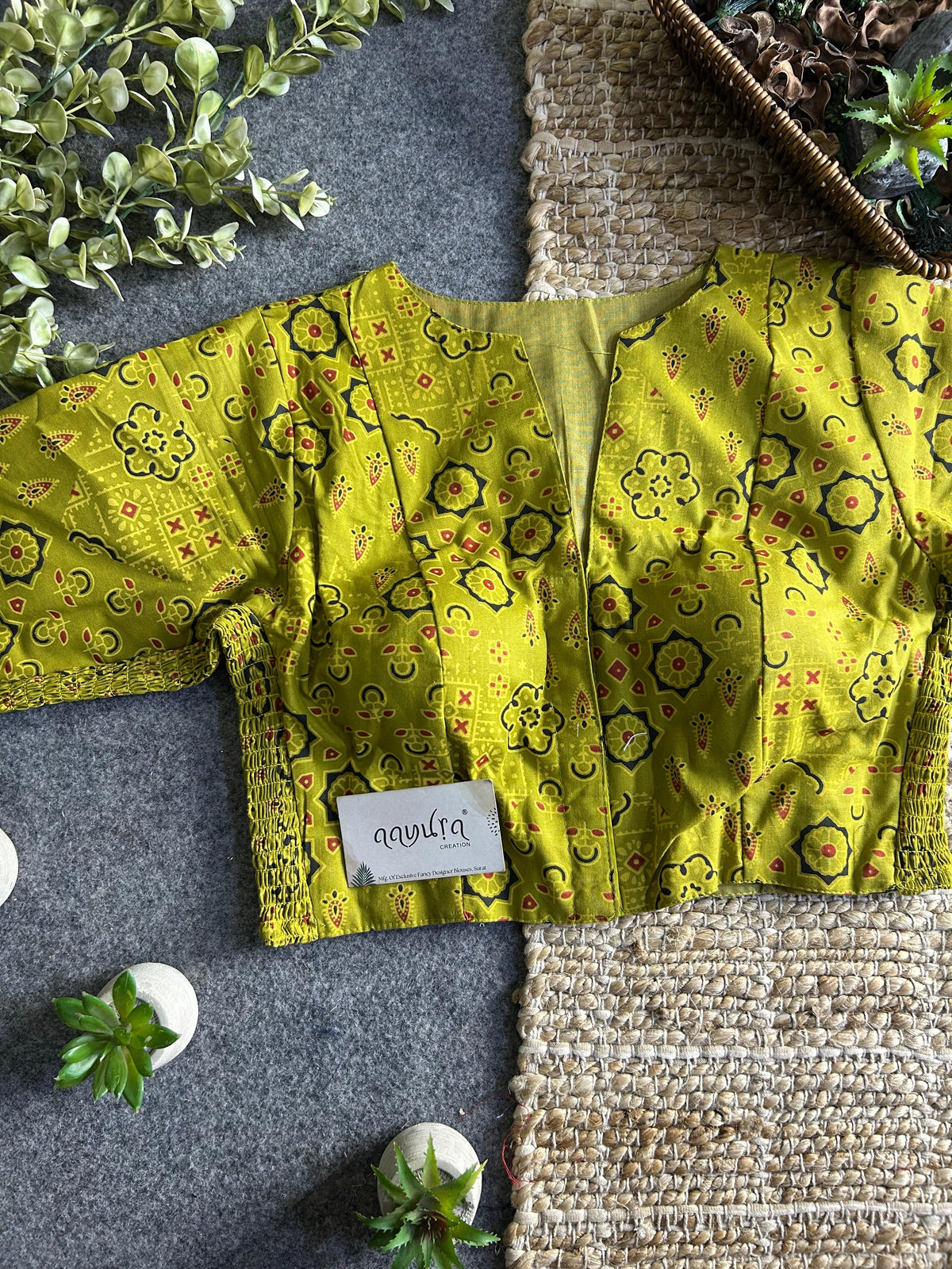Comfort Fit Cotton Ajrakh Print Blouse