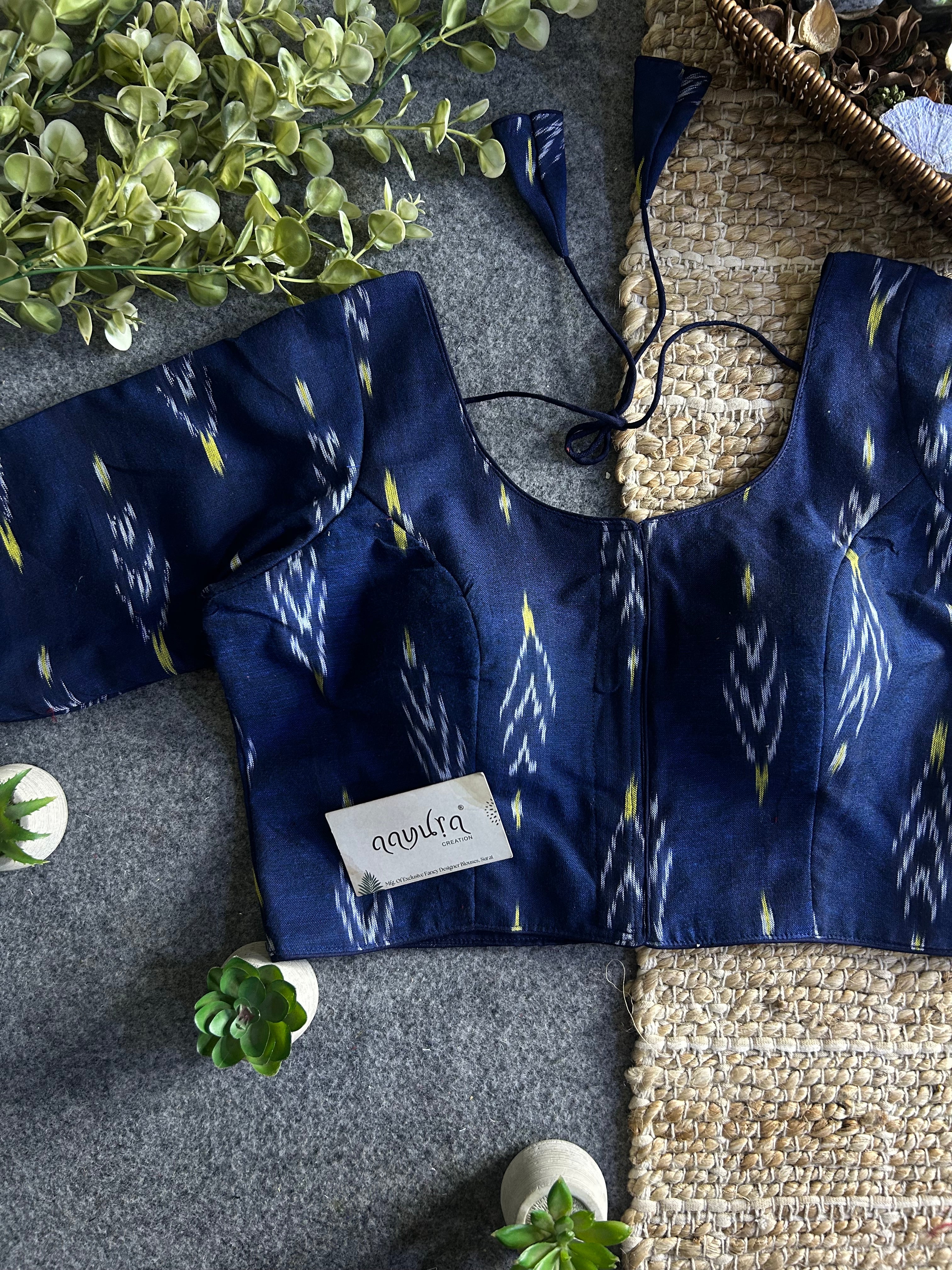 Classic Ikkath Designer Front-Open Blouse
