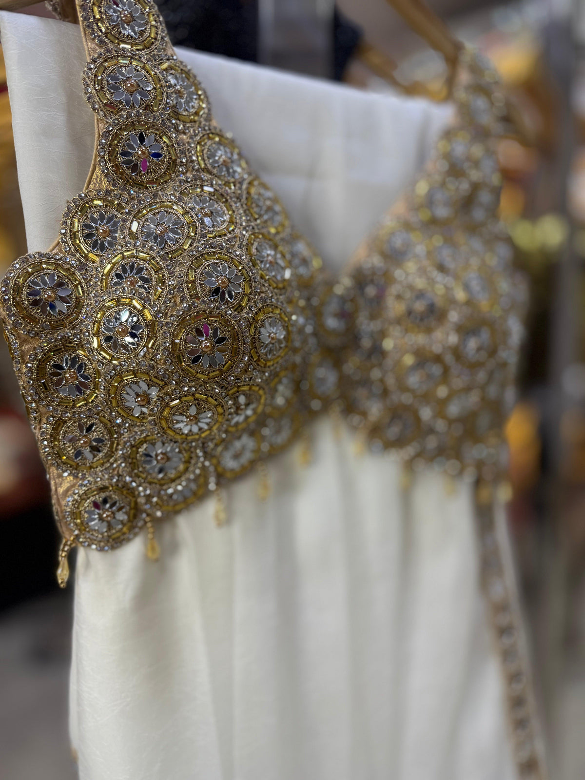 Luxury Beads & Mirror Silk Blouse Saree Combo