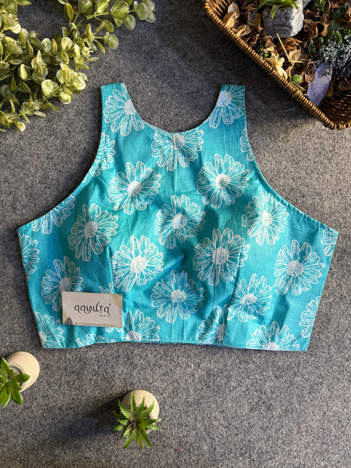 StyleEase Cotton Halter Designer Blouse
